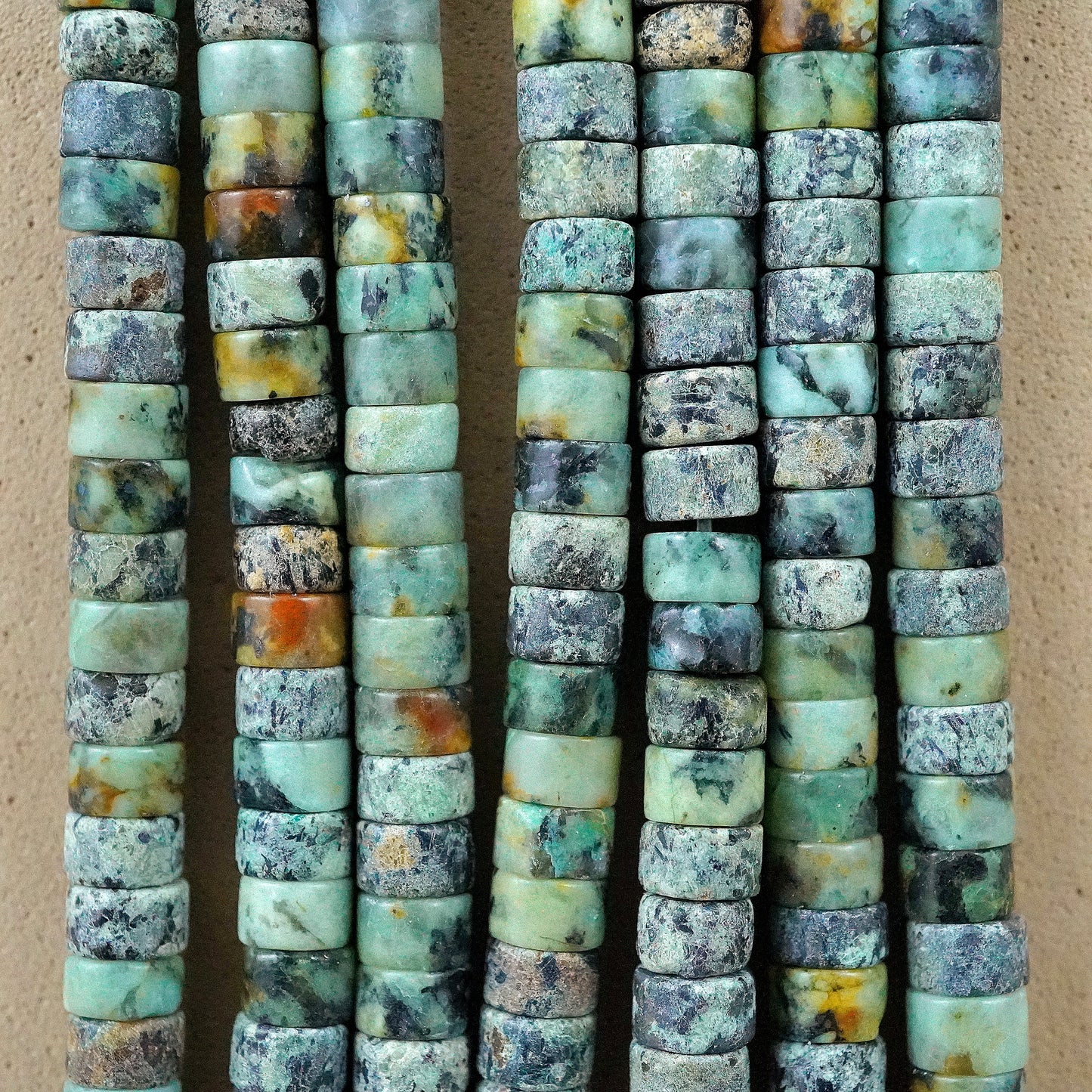 African Turquoise (Heishe)(Smooth)(4mm)(15"Strand)