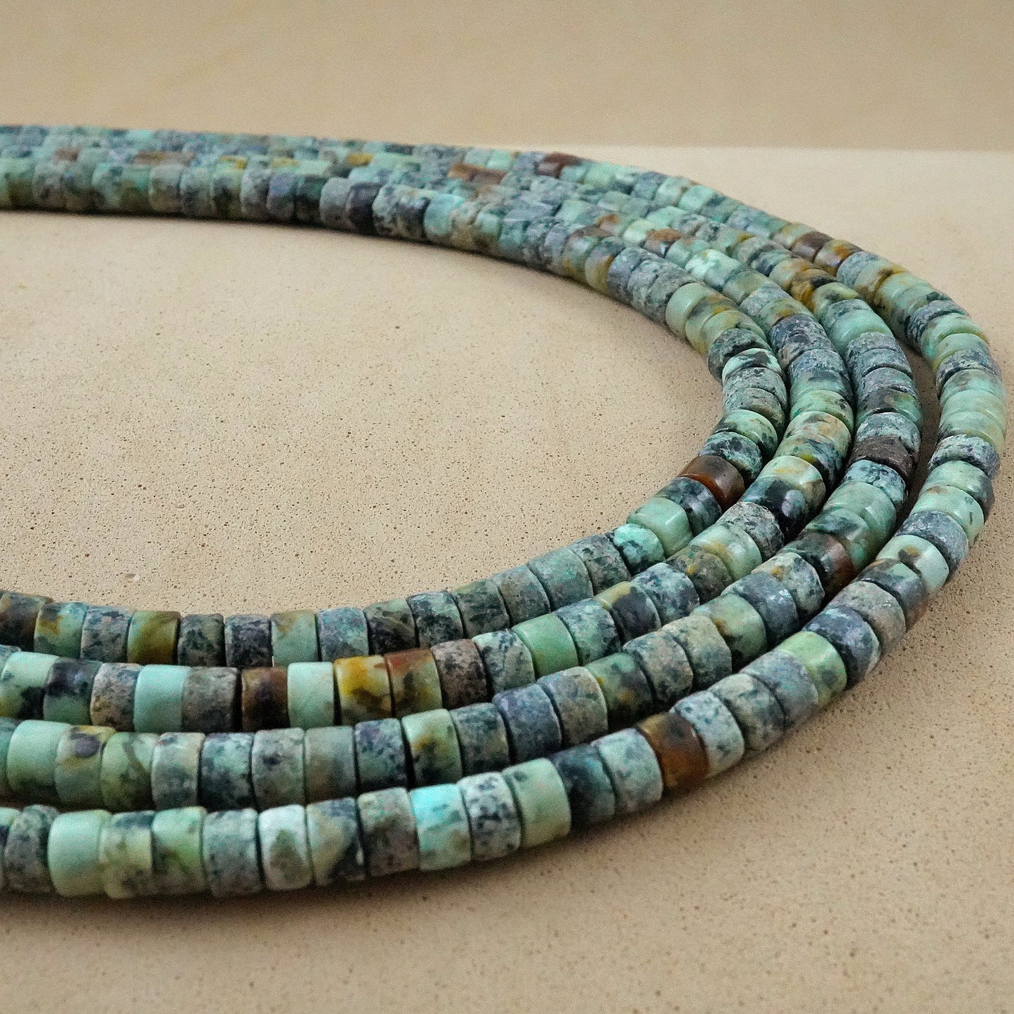 African Turquoise (Heishe)(Smooth)(4mm)(15"Strand)