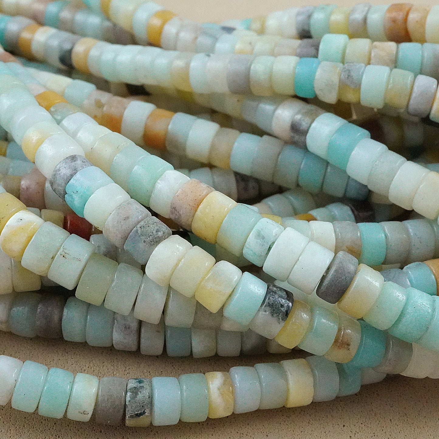 Black Gold Amazonite (Heishe)(Smooth)(4mm)(15"Strand)