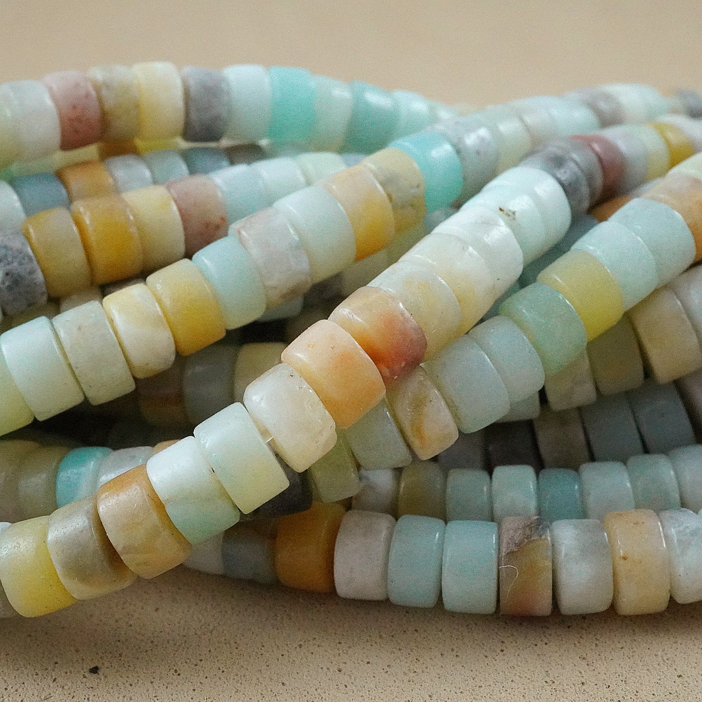 Black Gold Amazonite (Heishe)(Smooth)(4mm)(15"Strand)