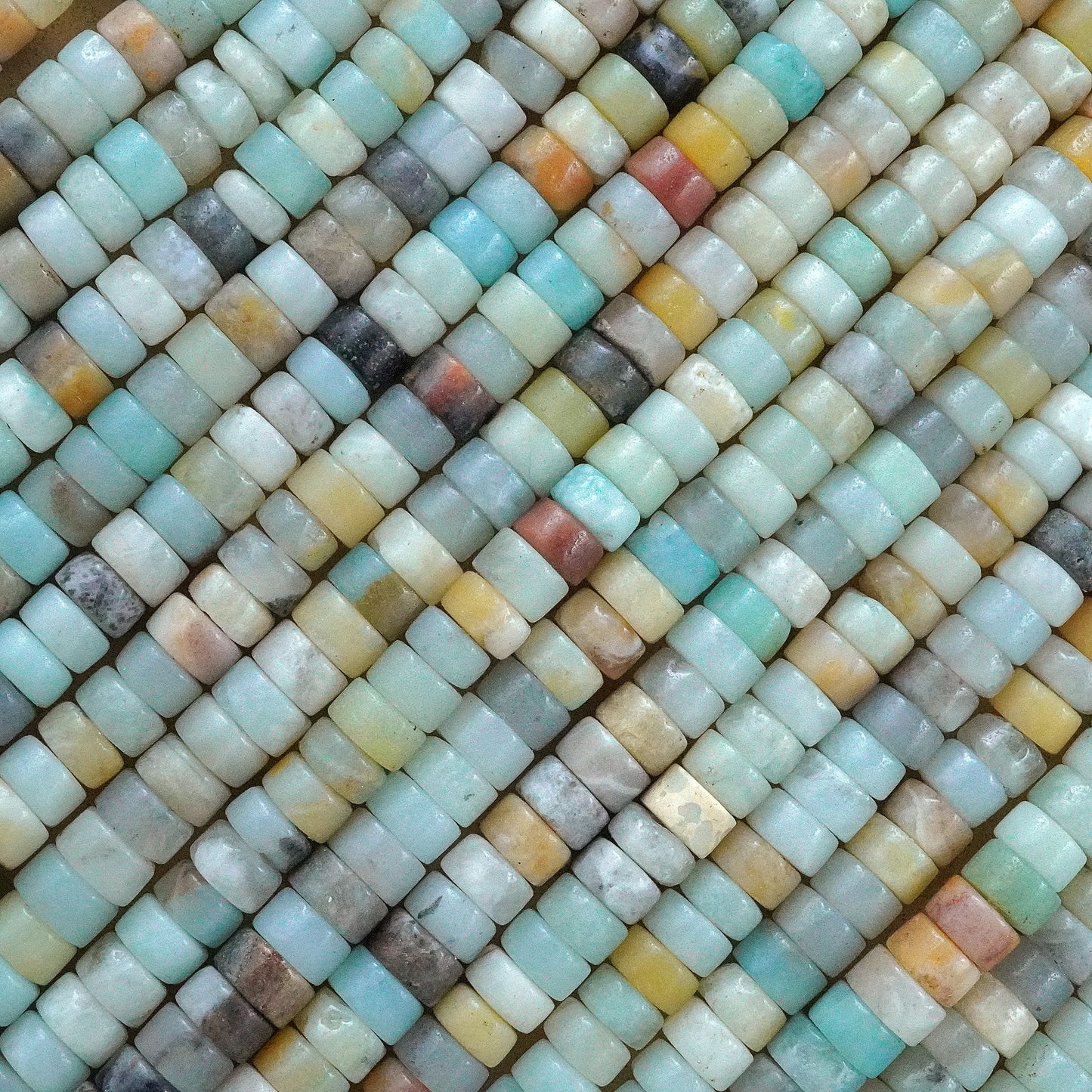 Black Gold Amazonite (Heishe)(Smooth)(4mm)(15"Strand)