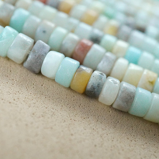 Black Gold Amazonite (Heishe)(Smooth)(4mm)(15"Strand)