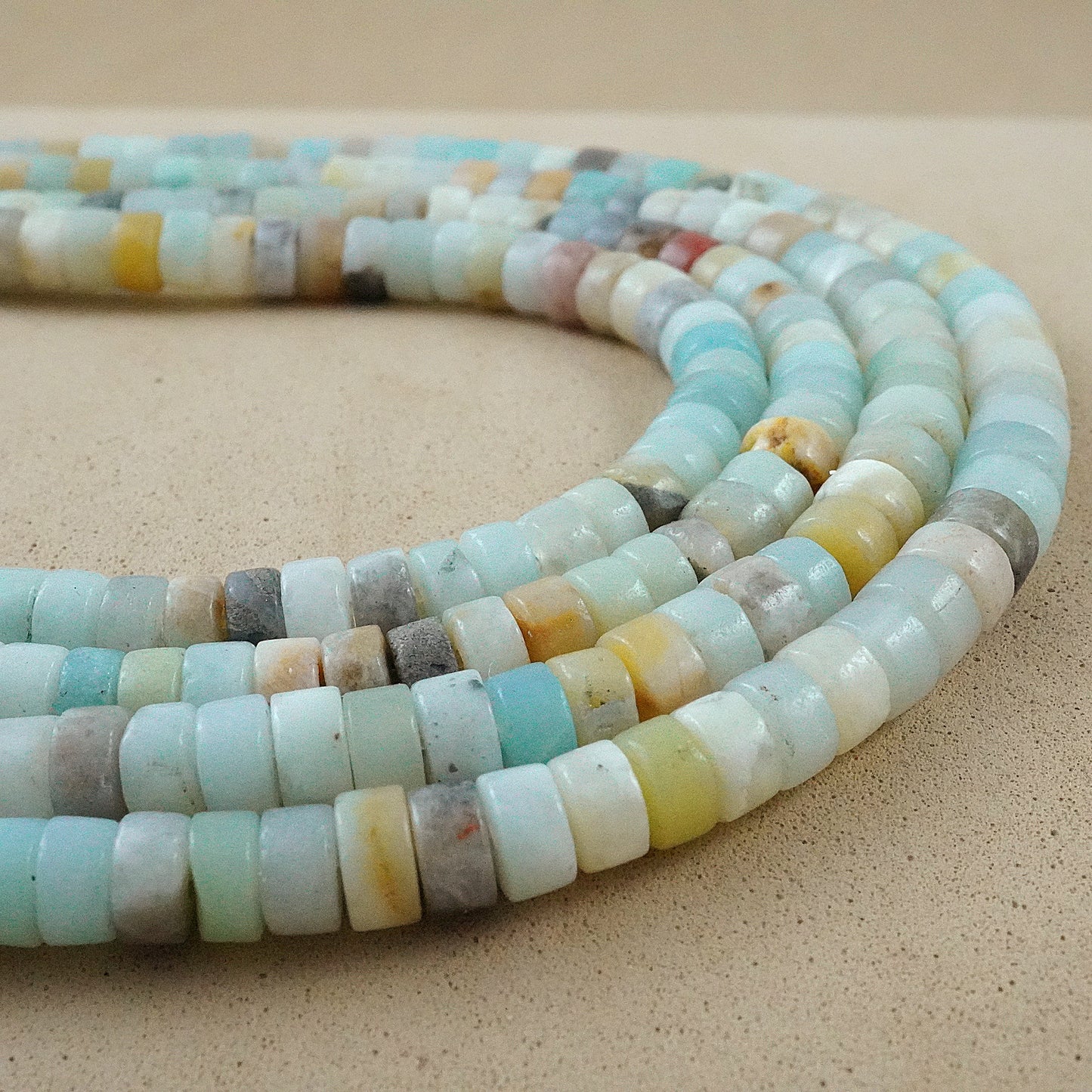 Black Gold Amazonite (Heishe)(Smooth)(4mm)(15"Strand)