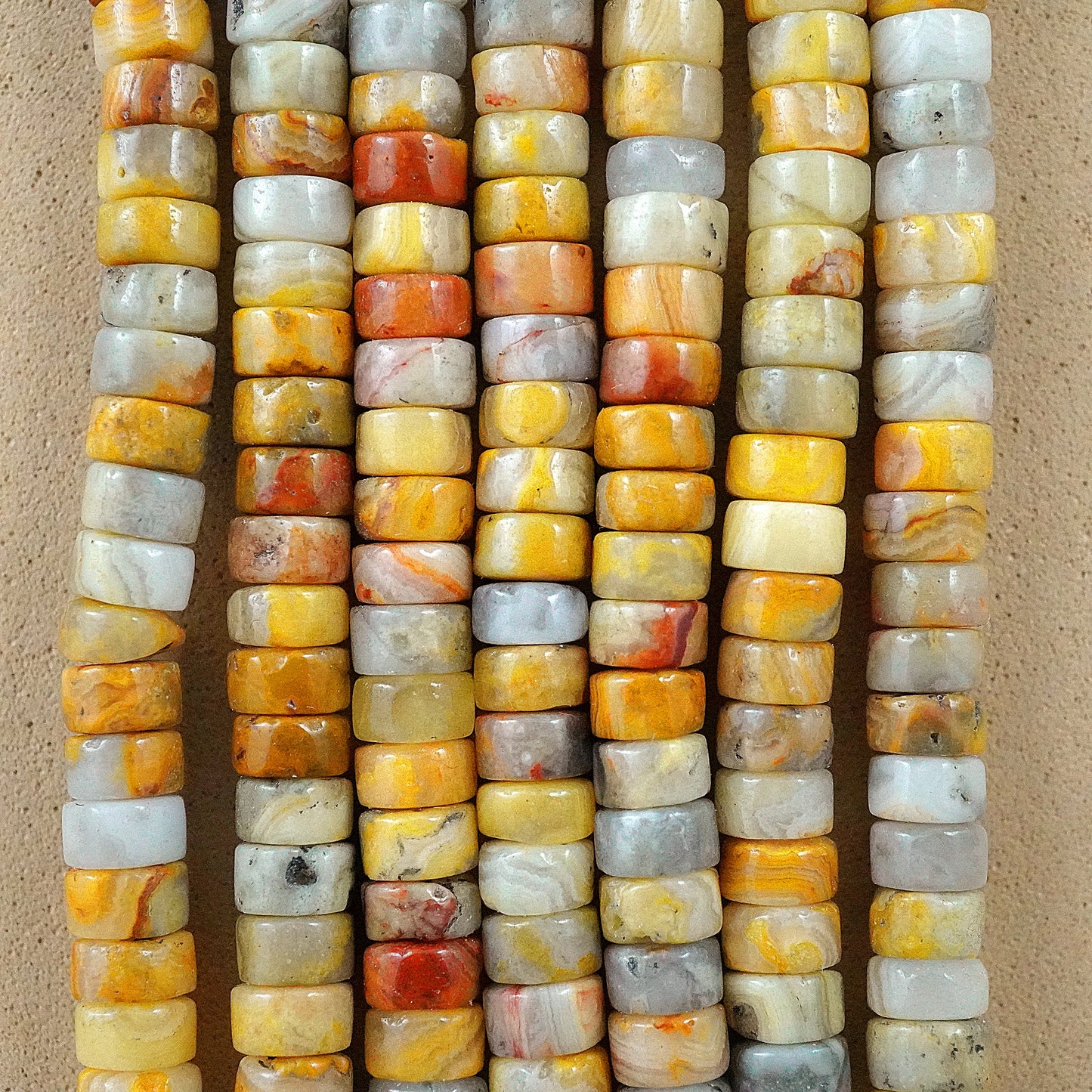 Crazy Lace Agate (Heishe)(Smooth)(4mm)(15"Strand)