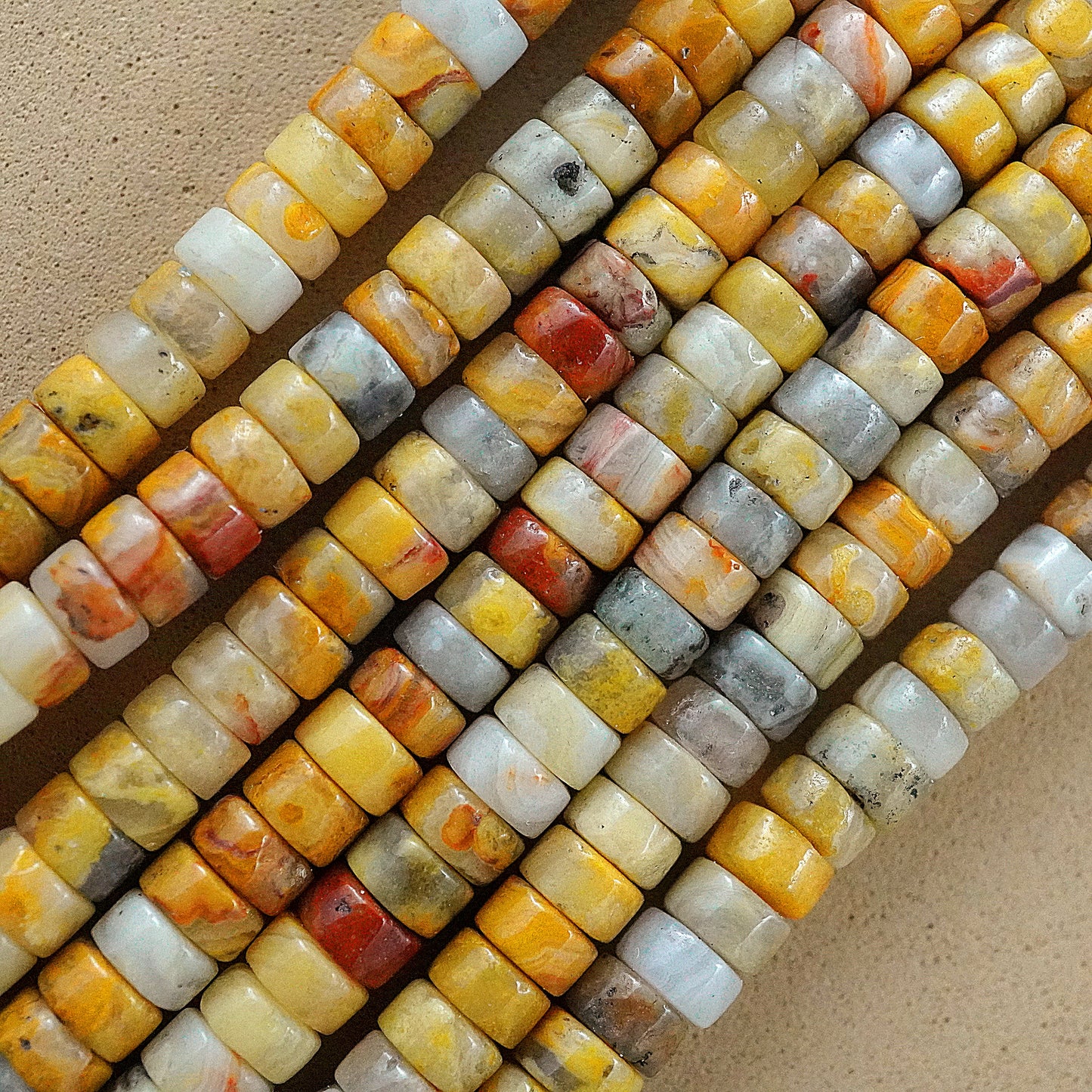 Crazy Lace Agate (Heishe)(Smooth)(4mm)(15"Strand)