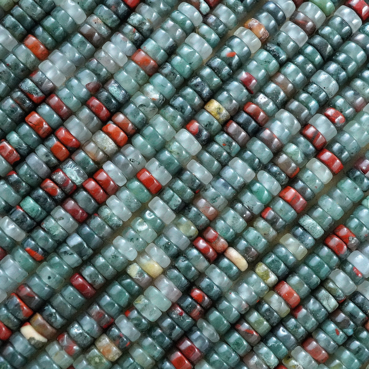 Indian Blood Agate (Heishe)(Smooth)(4mm)(15"Strand)