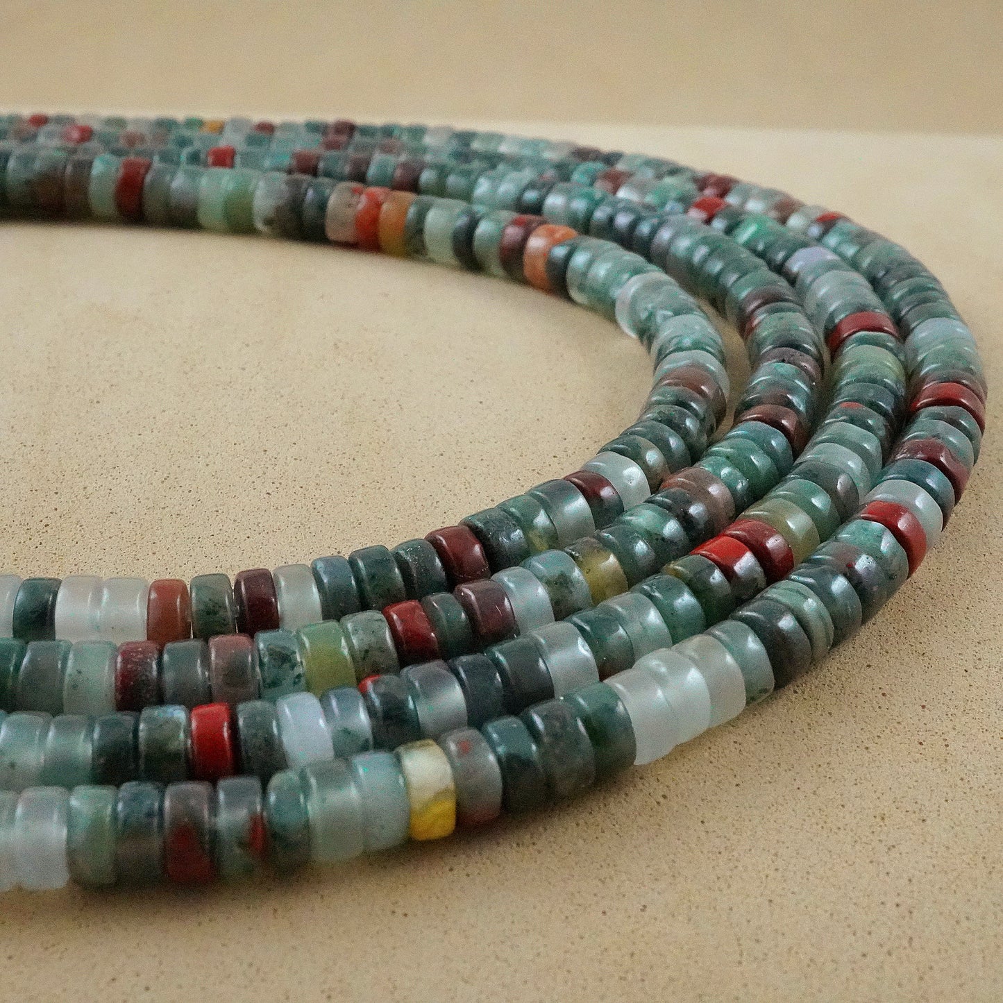 Indian Blood Agate (Heishe)(Smooth)(4mm)(15"Strand)