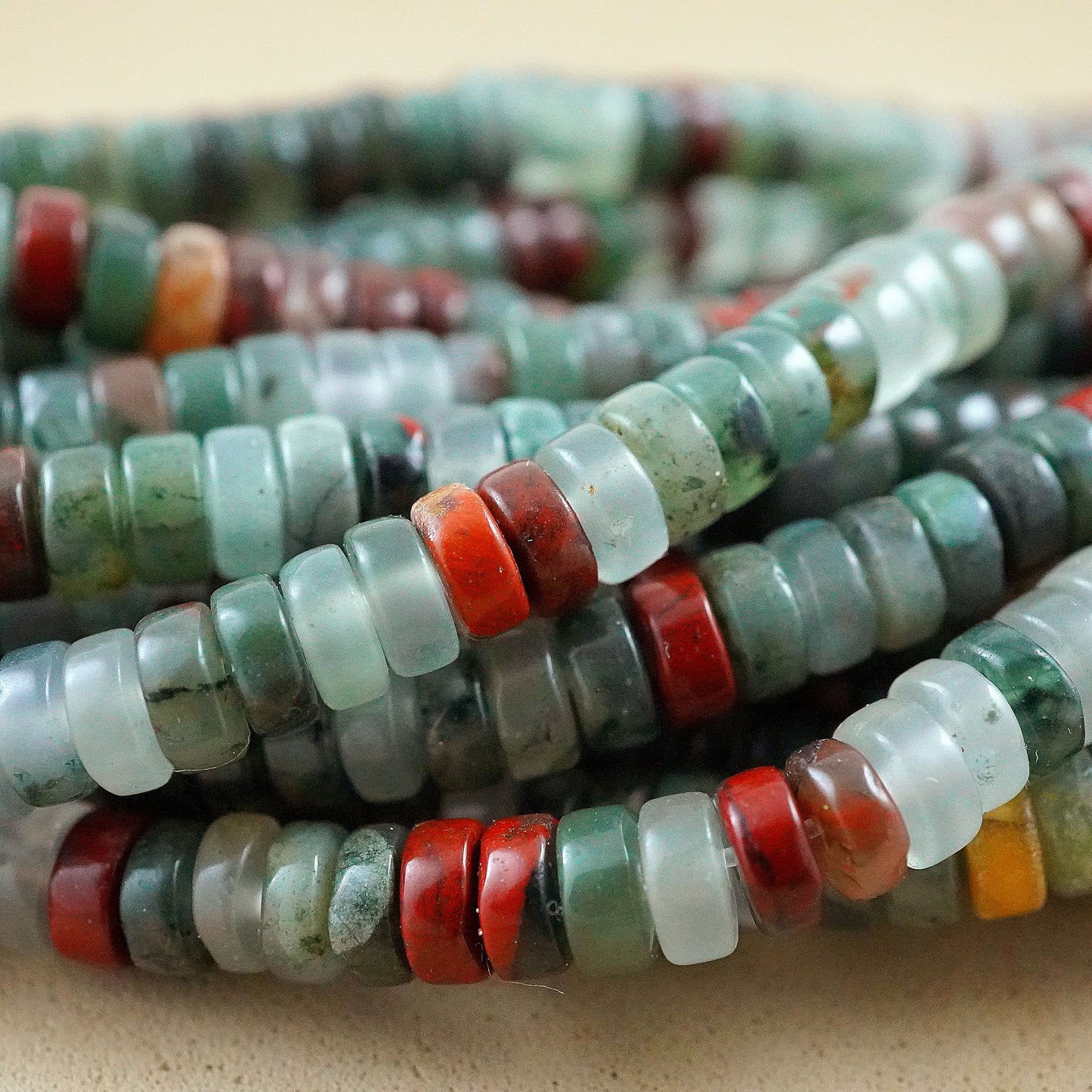 Indian Blood Agate (Heishe)(Smooth)(4mm)(15"Strand)