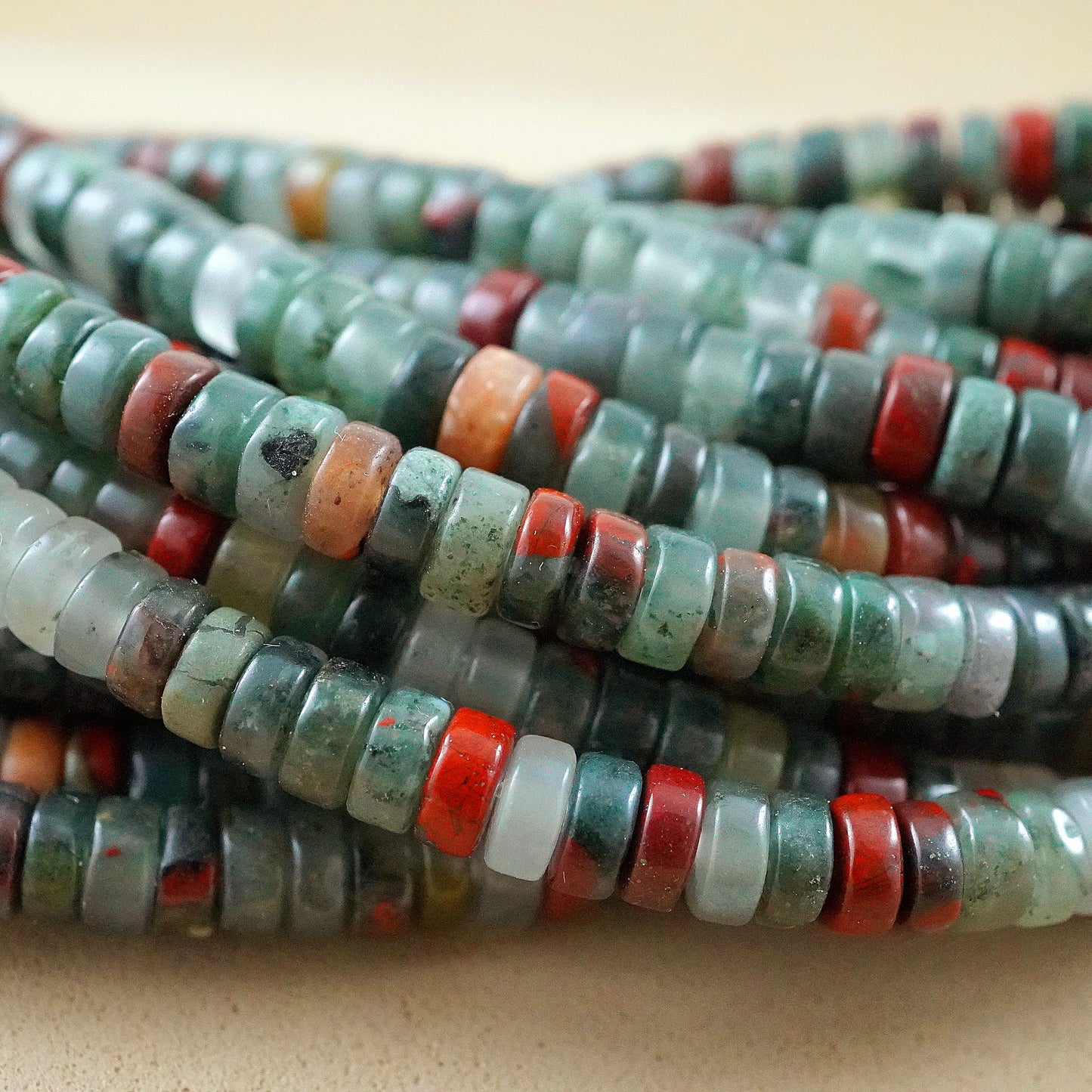 Indian Blood Agate (Heishe)(Smooth)(4mm)(15"Strand)