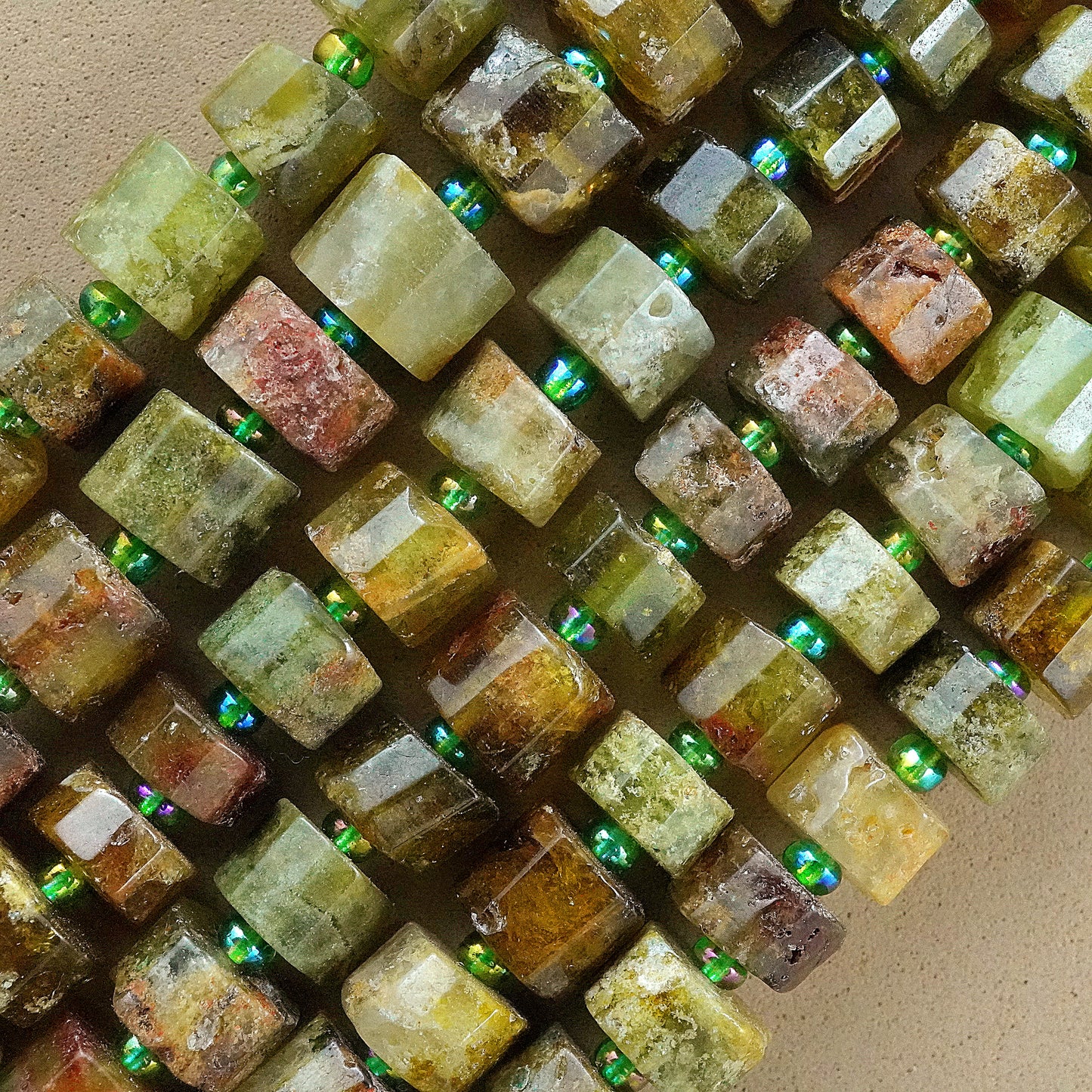 Green Garnet (Heishe)(Faceted)(9mm)(16"Strand)