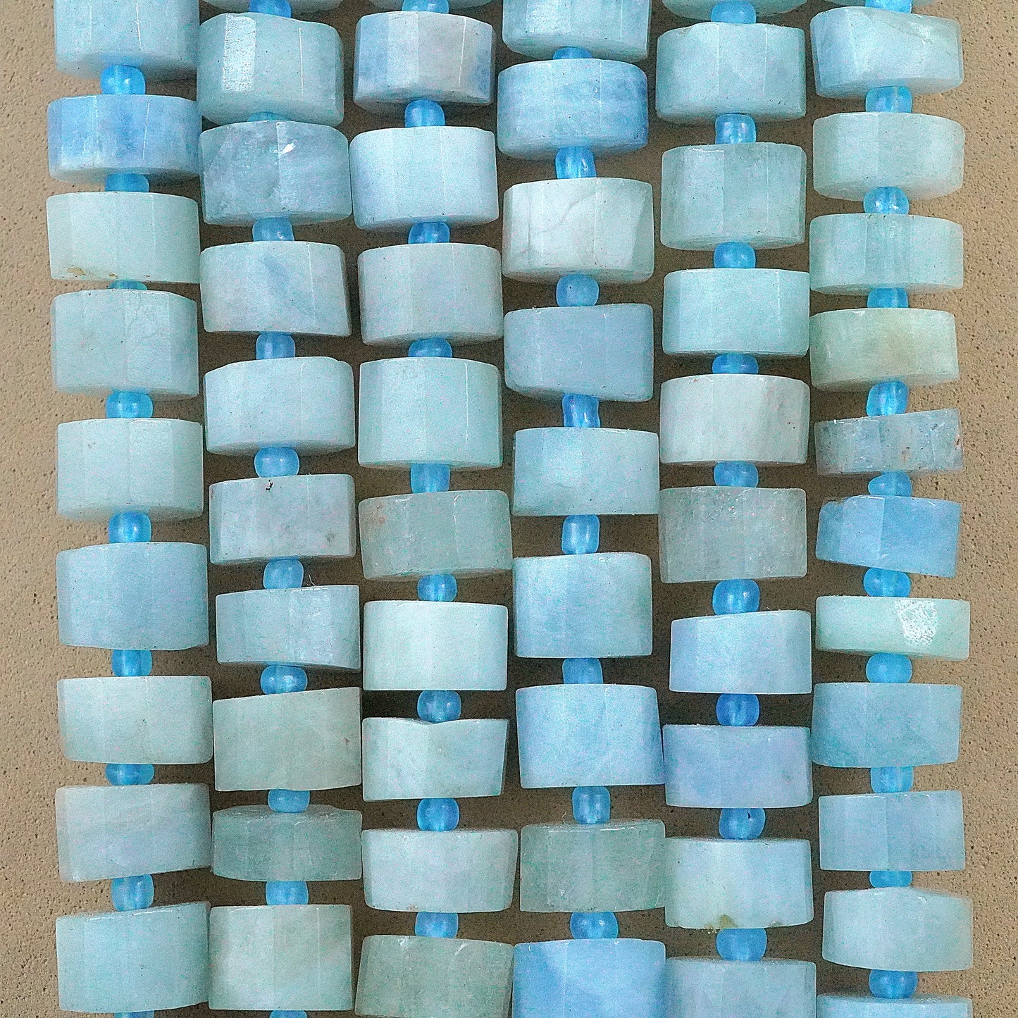 Aquamarine (Heishe)(Faceted)(10mm)(16"Strand)