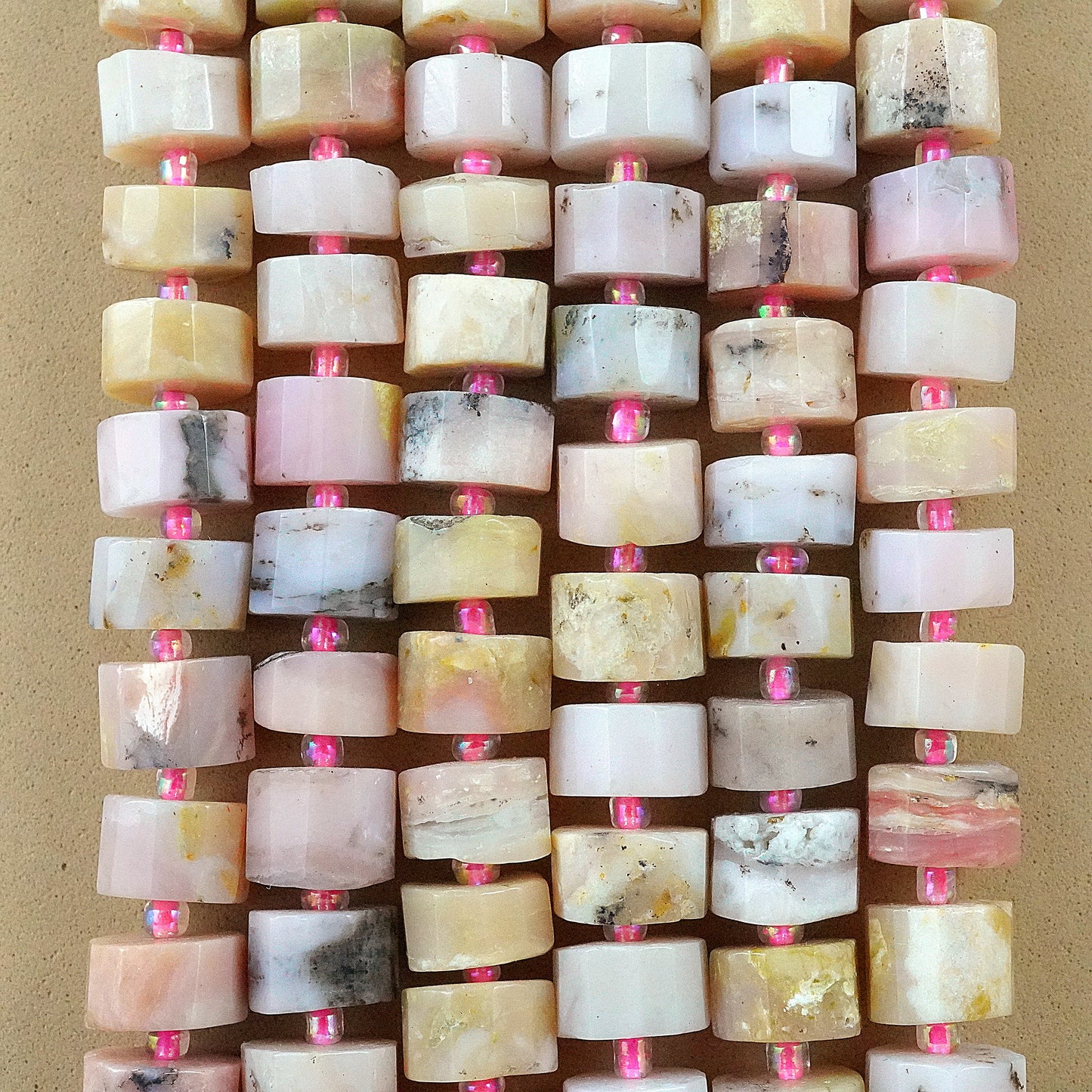 Pink Opal (Heishe)(Faceted)(10mm)(16"Strand)