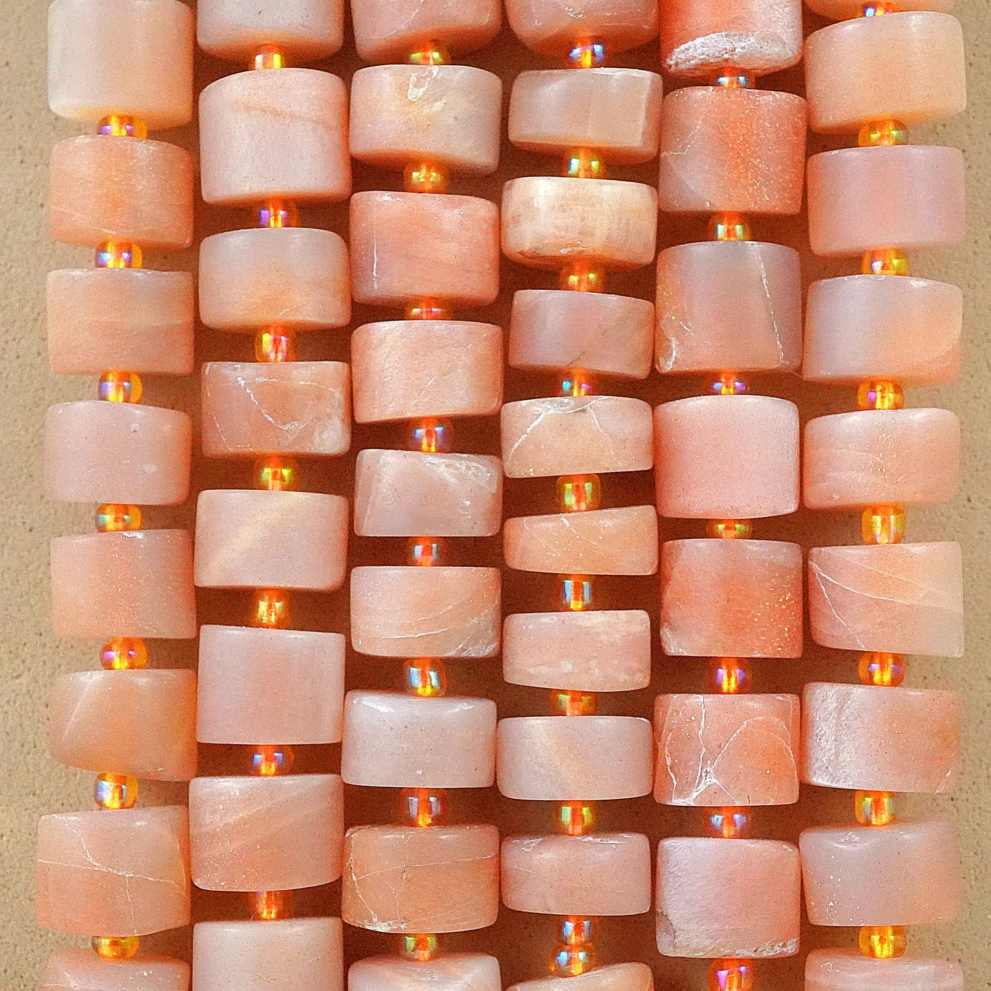 Peach Moonstone (Heishe)(Matte)(10mm)(12mm)(16"Strand)
