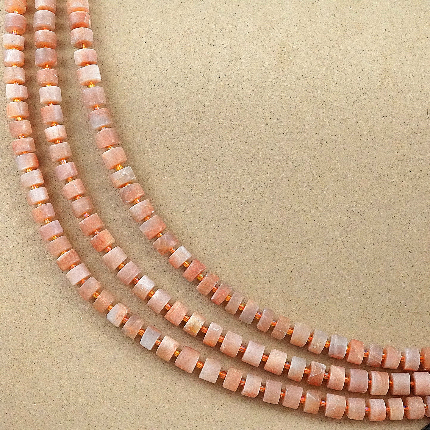 Peach Moonstone (Heishe)(Matte)(10mm)(12mm)(16"Strand)