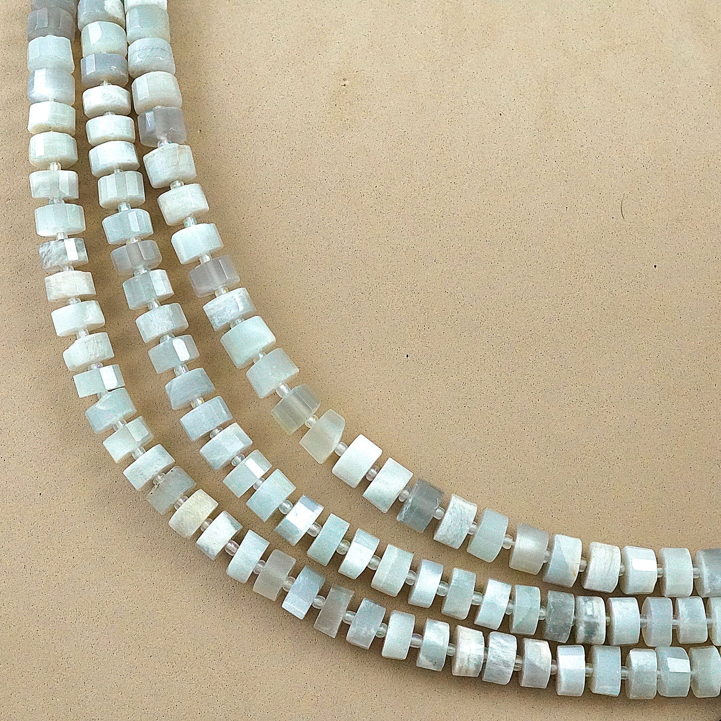 White Moonstone (Heishe)(Faceted)(11mm)(16"Strand)
