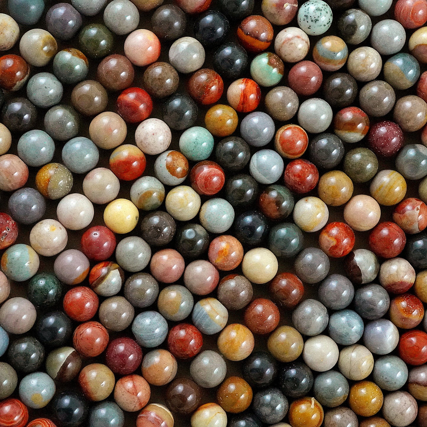Polychrome Jasper (Round)(Smooth)(4mm)(6mm)(8mm)(10mm)(16"Strand)