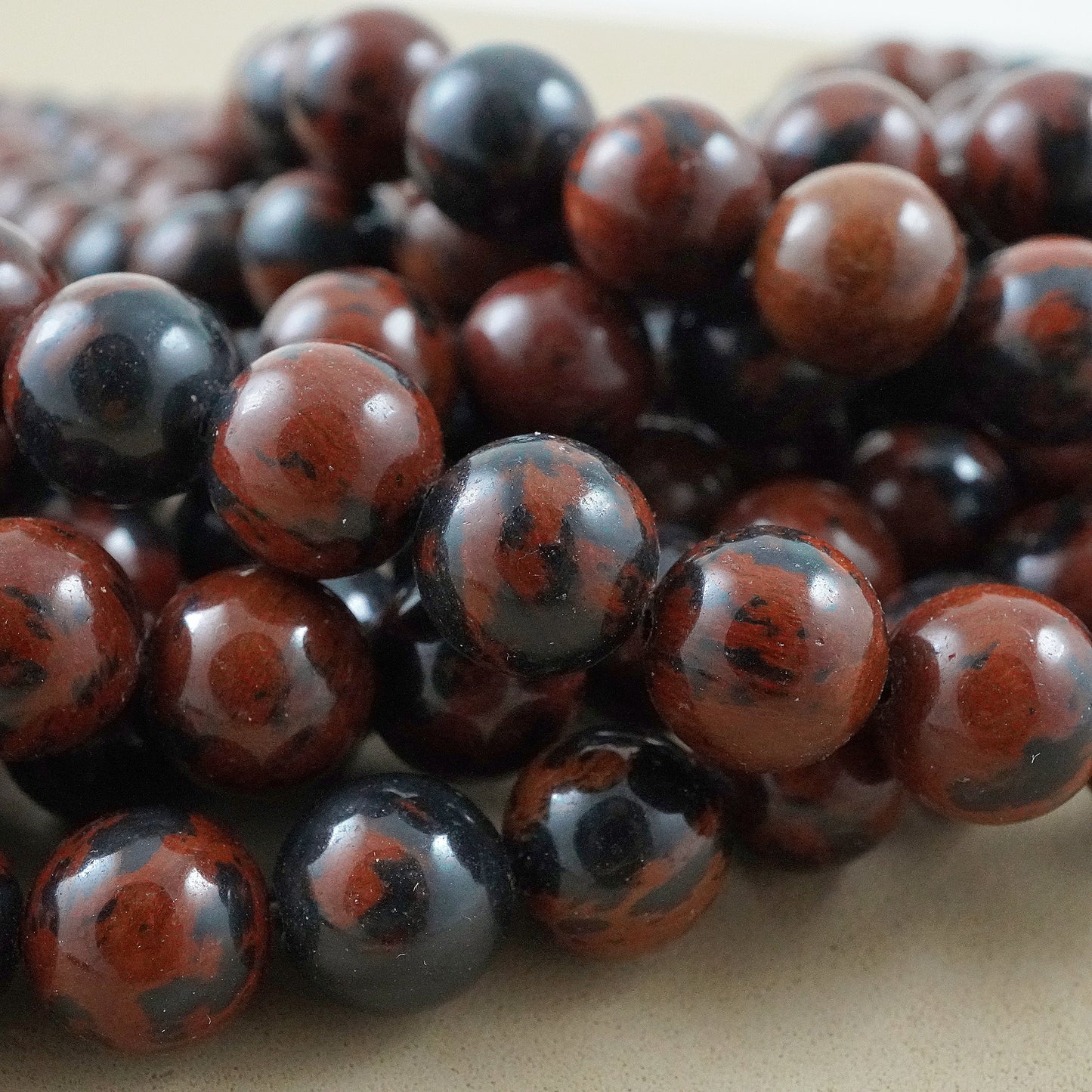 Mahogany Obsidian (Round)(Smooth)(4mm)(6mm)(8mm)(10mm)(12mm)(16"Strand)
