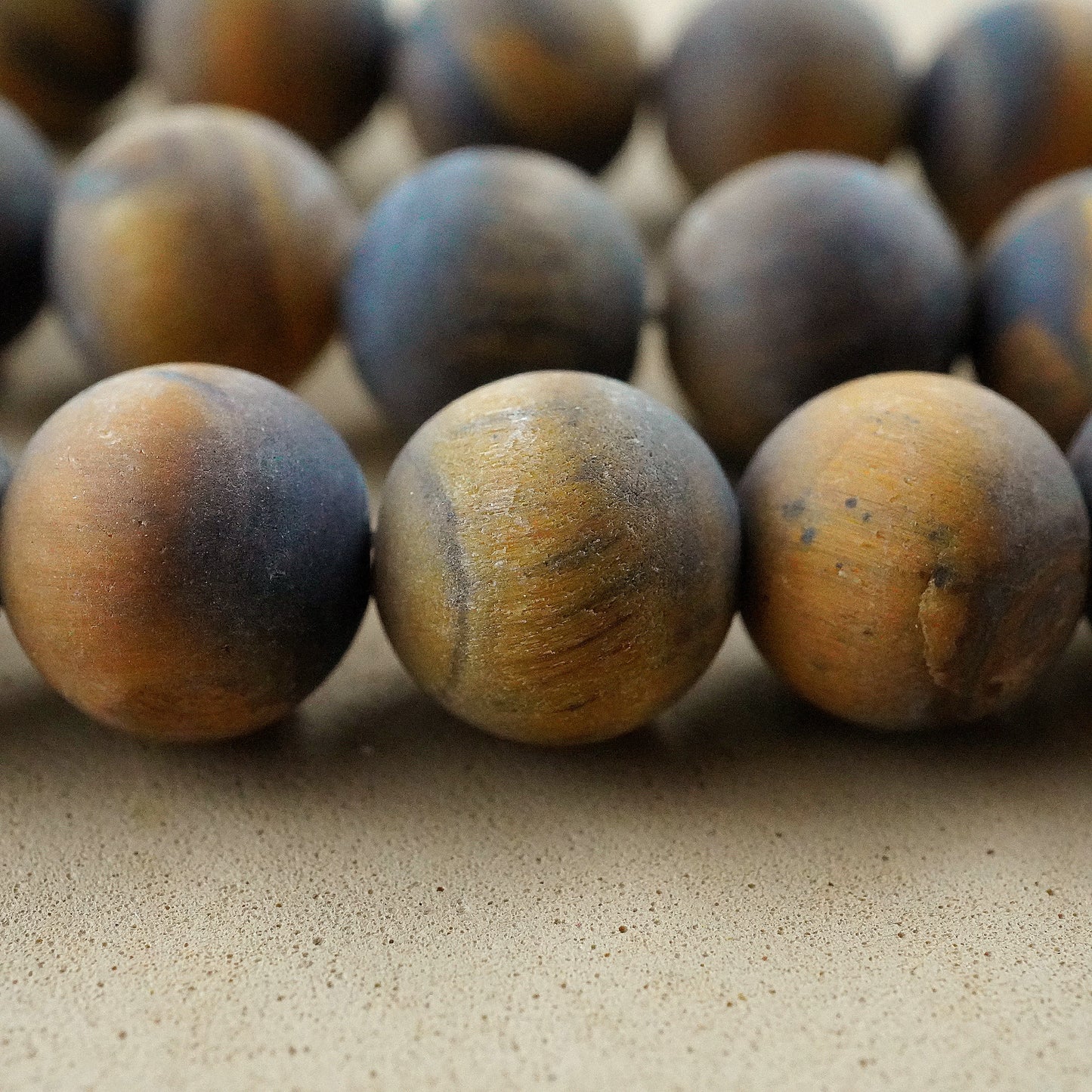 Tiger Eye (Round)(Matte)(4mm)(6mm)(8mm)(10mm)(12mm)(16"Strand)