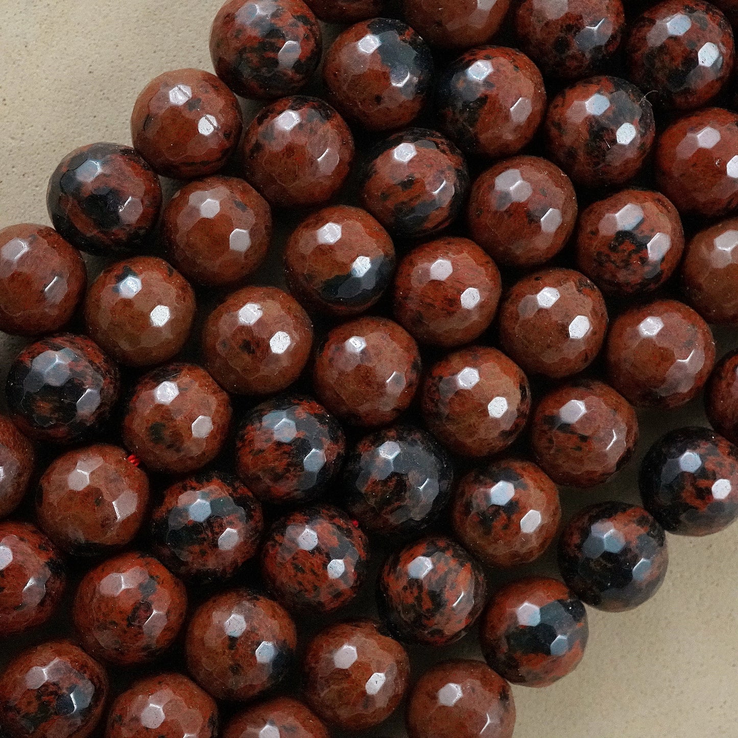 Mahogany Obsidian (Round)(Faceted)(4mm)(6mm)(8mm)(10mm)(12mm)(16"Strand)