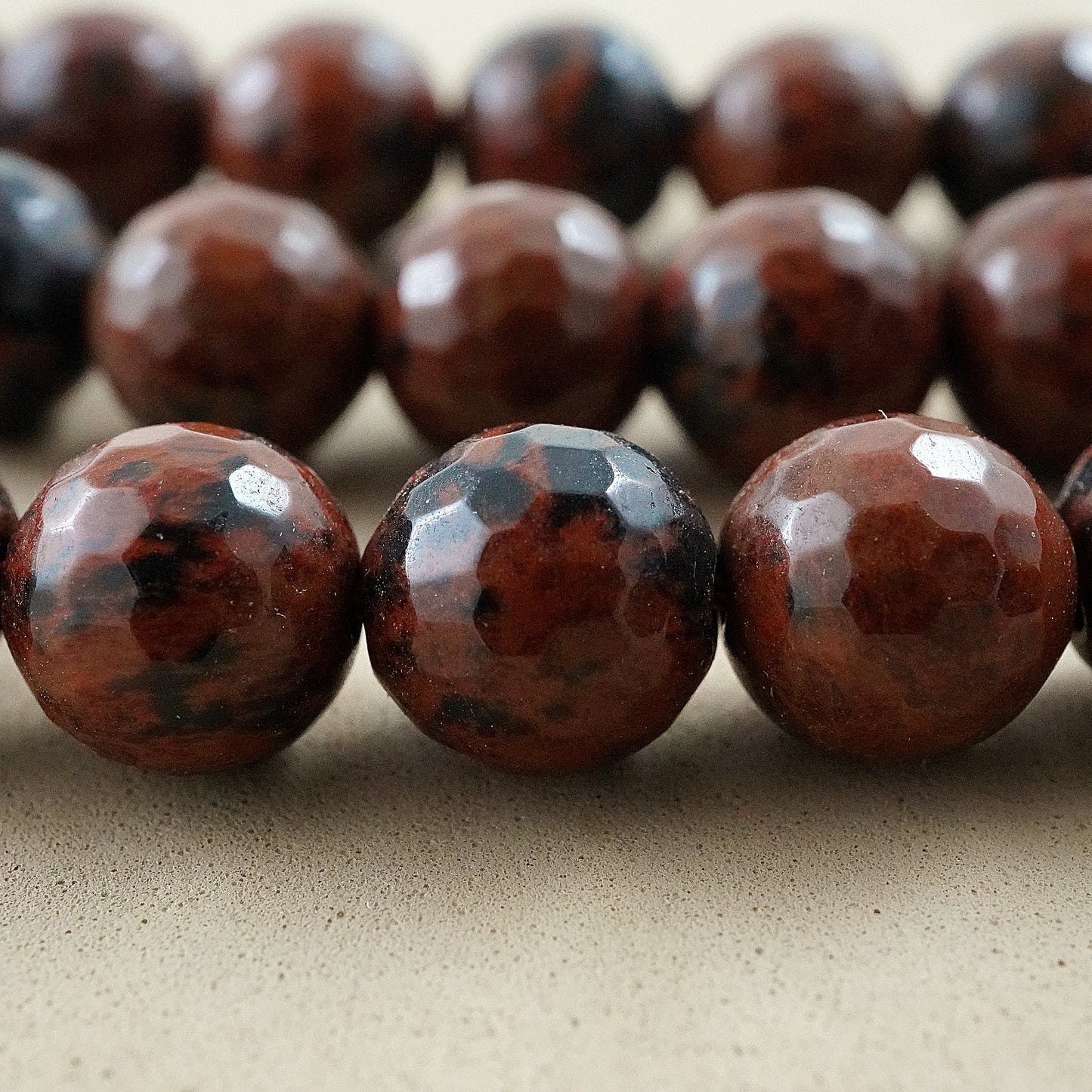 Mahogany Obsidian (Round)(Faceted)(4mm)(6mm)(8mm)(10mm)(12mm)(16"Strand)