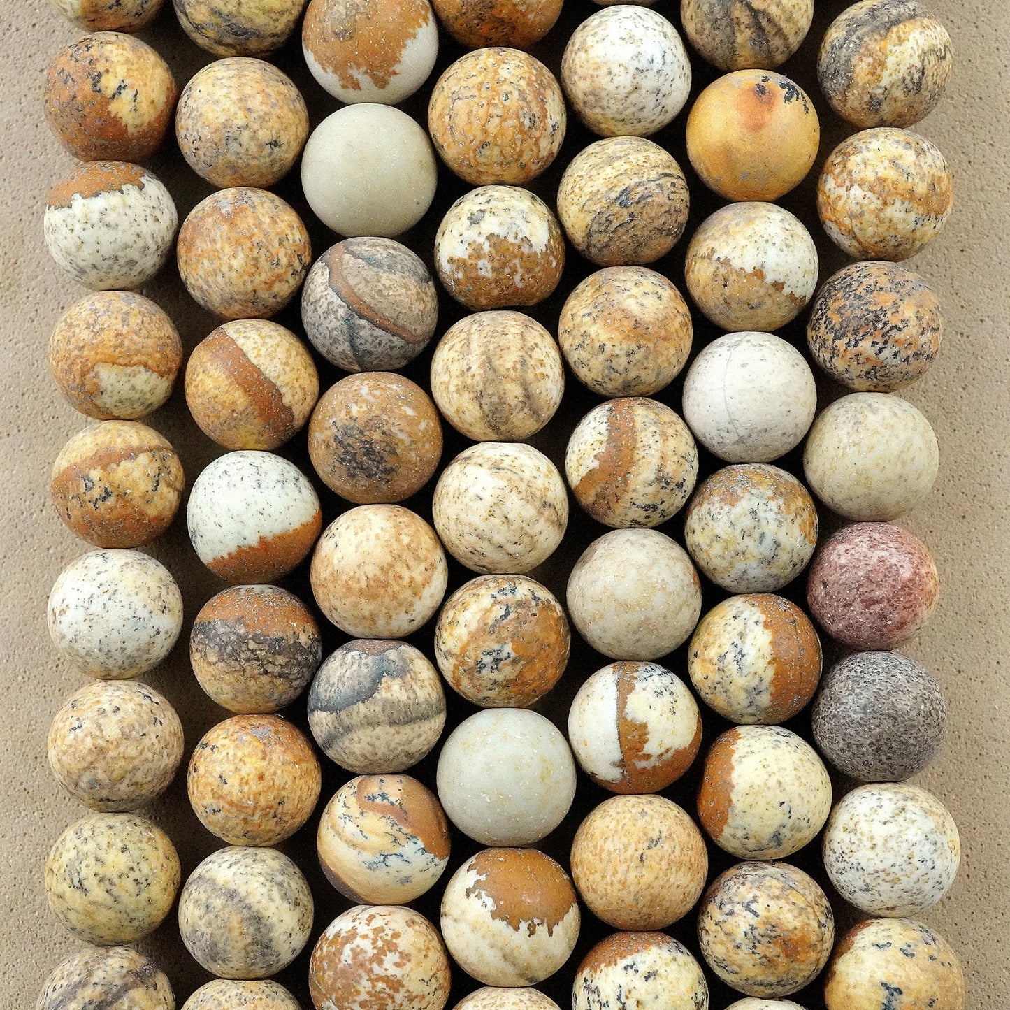 Picture Jasper (Round)(Matte)(4mm)(6mm)(8mm)(10mm)(12mm)(16"Strand)