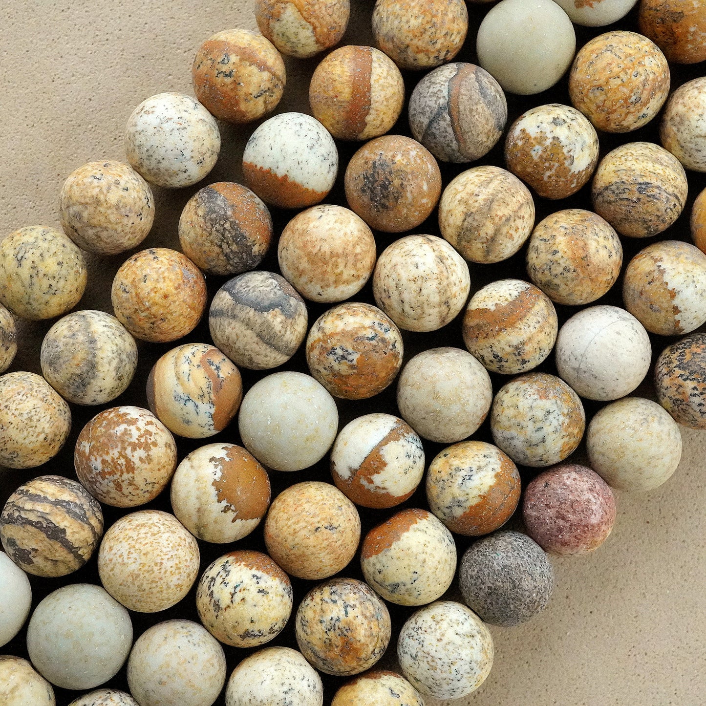Picture Jasper (Round)(Matte)(4mm)(6mm)(8mm)(10mm)(12mm)(16"Strand)