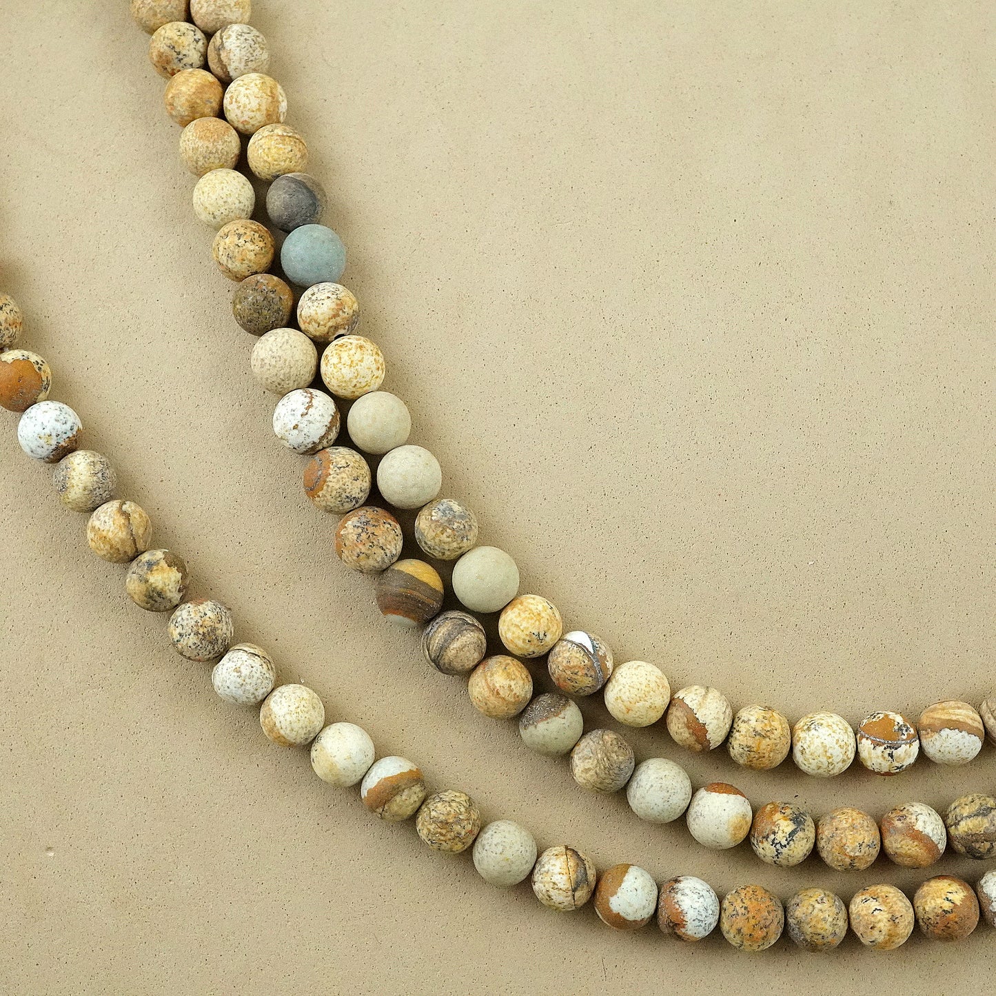Picture Jasper (Round)(Matte)(4mm)(6mm)(8mm)(10mm)(12mm)(16"Strand)