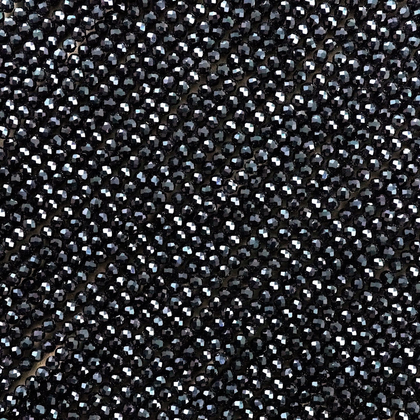 Black Spinel (Round)(Micro)(Faceted)(2mm)(15"Strand)