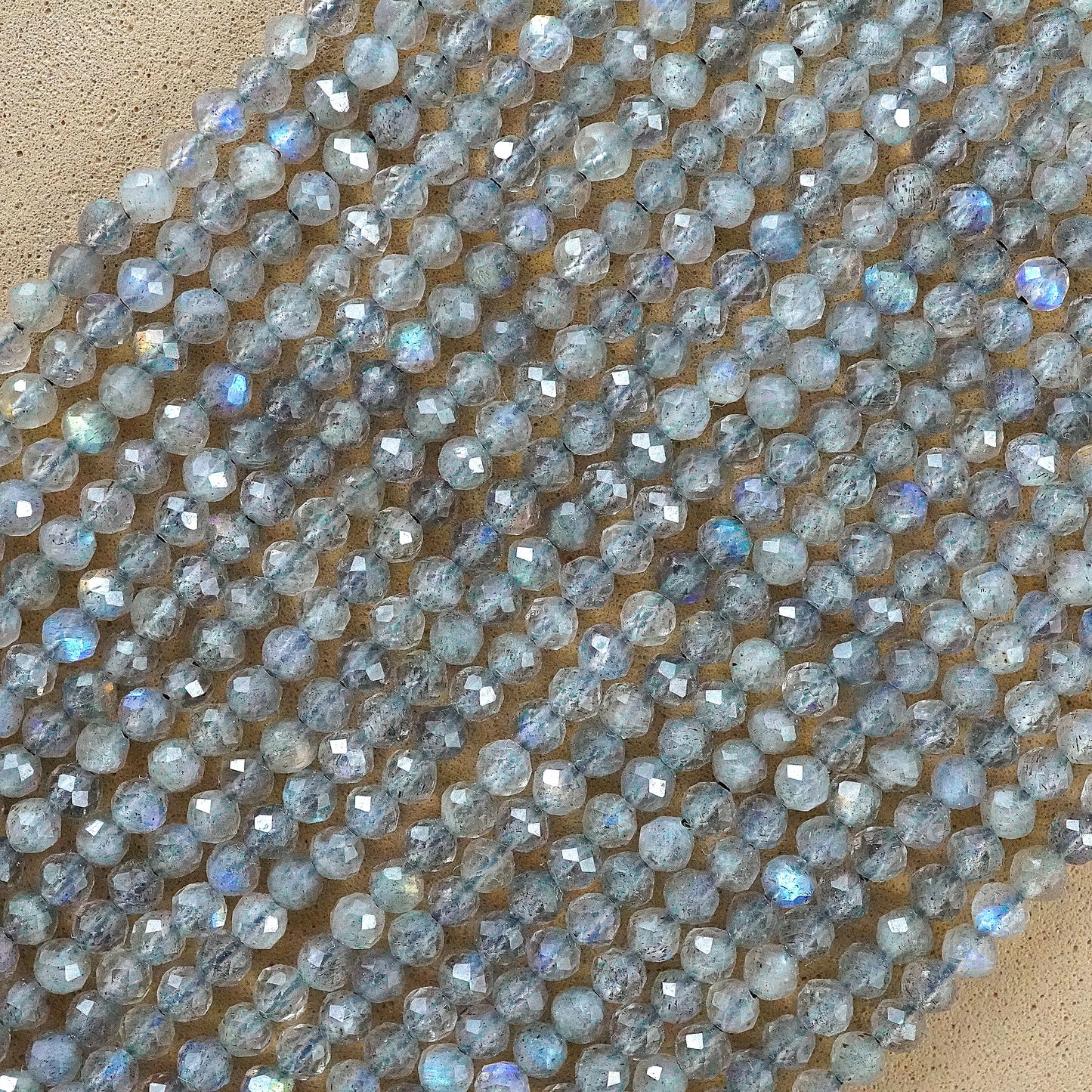 Labradorite (Round)(Micro)(Faceted)(2.5mm)(15"Strand)