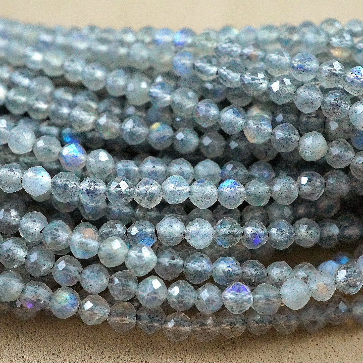 Labradorite (Round)(Micro)(Faceted)(2.5mm)(15"Strand)