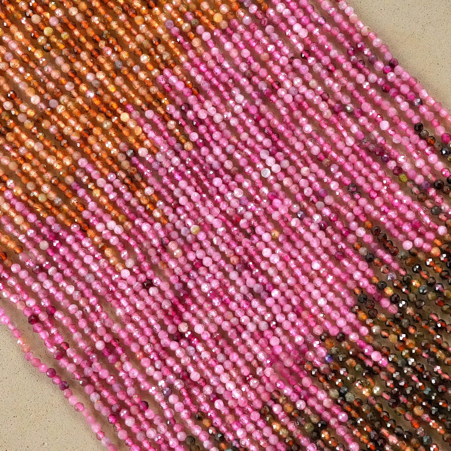 Watermelon Tourmaline (Round)(Micro)(Faceted)(2mm)(15"Strand)