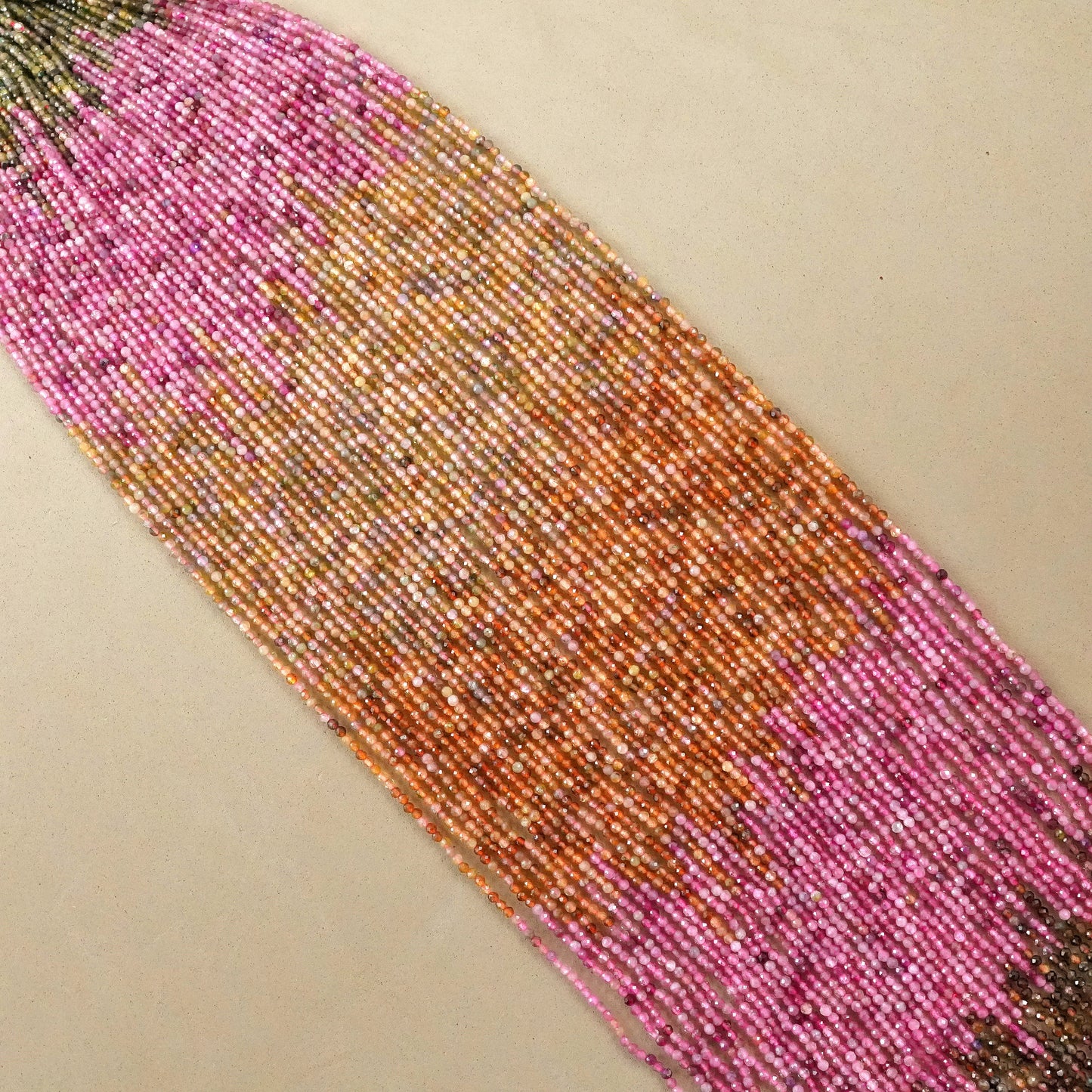 Watermelon Tourmaline (Round)(Micro)(Faceted)(2mm)(15"Strand)