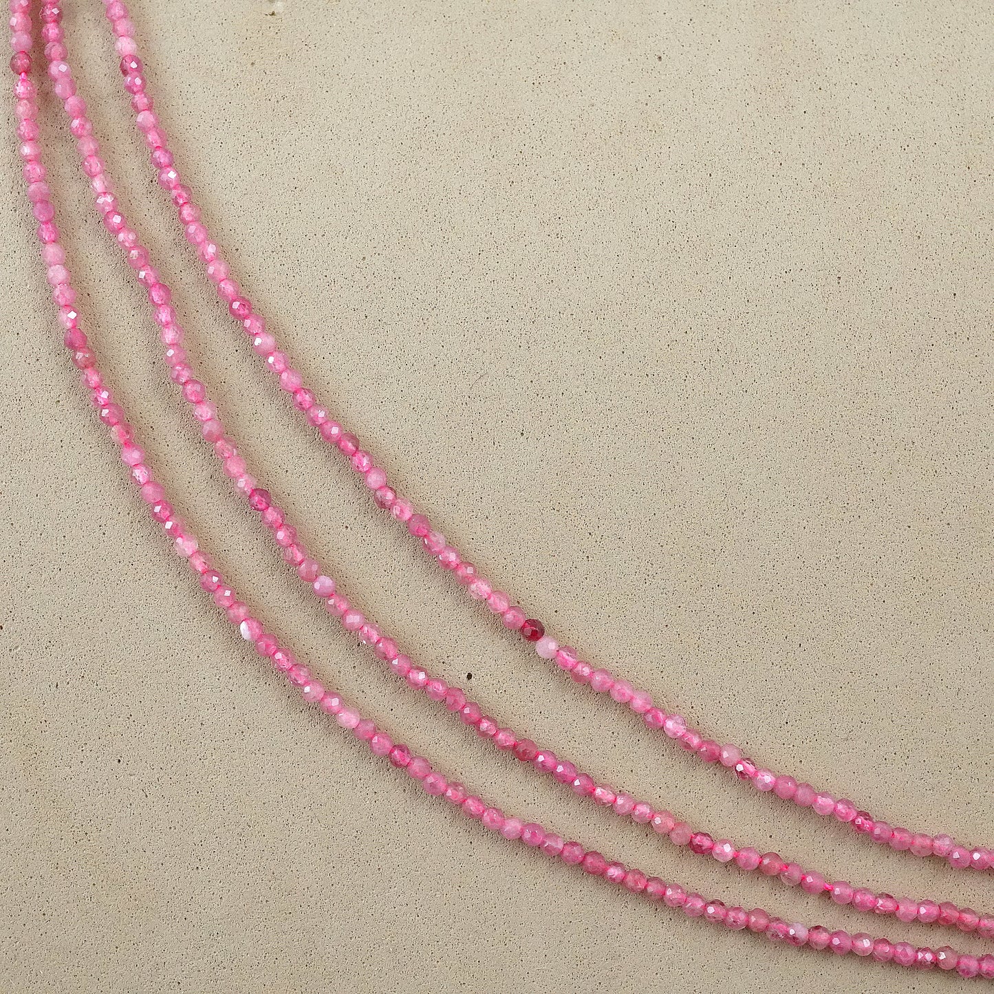 Pink Tourmaline (Round)(Micro)(Faceted)(2mm)(15"Strand)