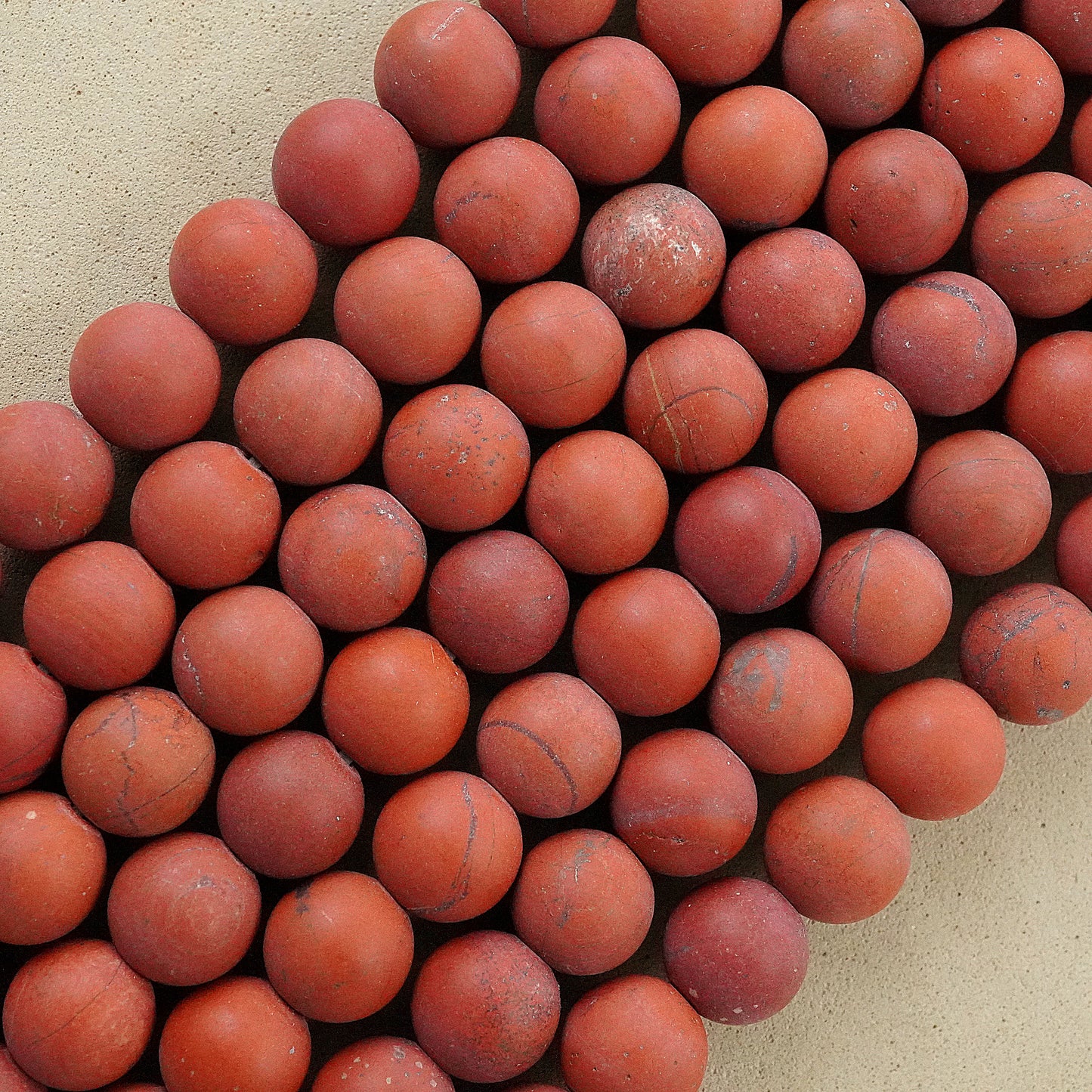 Red Jasper (Round)(Matte)(4mm)(6mm)(8mm)(10mm)(12mm)(16"Strand)