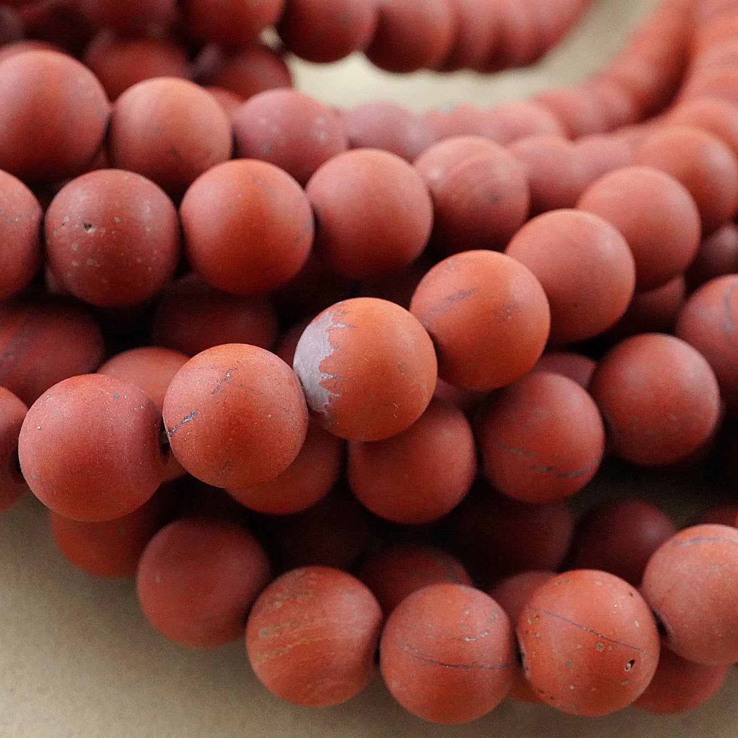 Red Jasper (Round)(Matte)(4mm)(6mm)(8mm)(10mm)(12mm)(16"Strand)