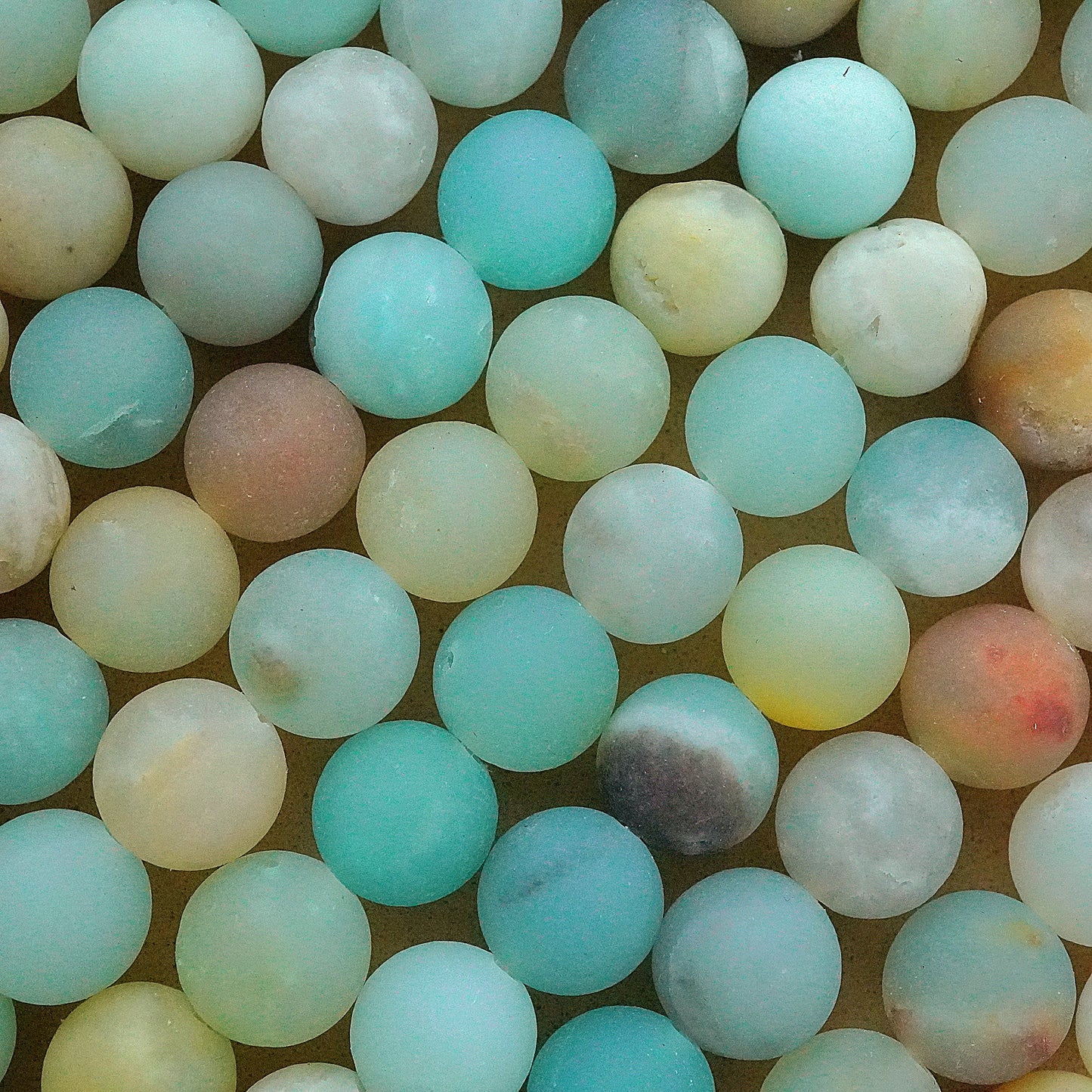 Black Gold Amazonite (Round)(Matte)(4mm)(6mm)(8mm)(10mm)(12mm)(16"Strand)