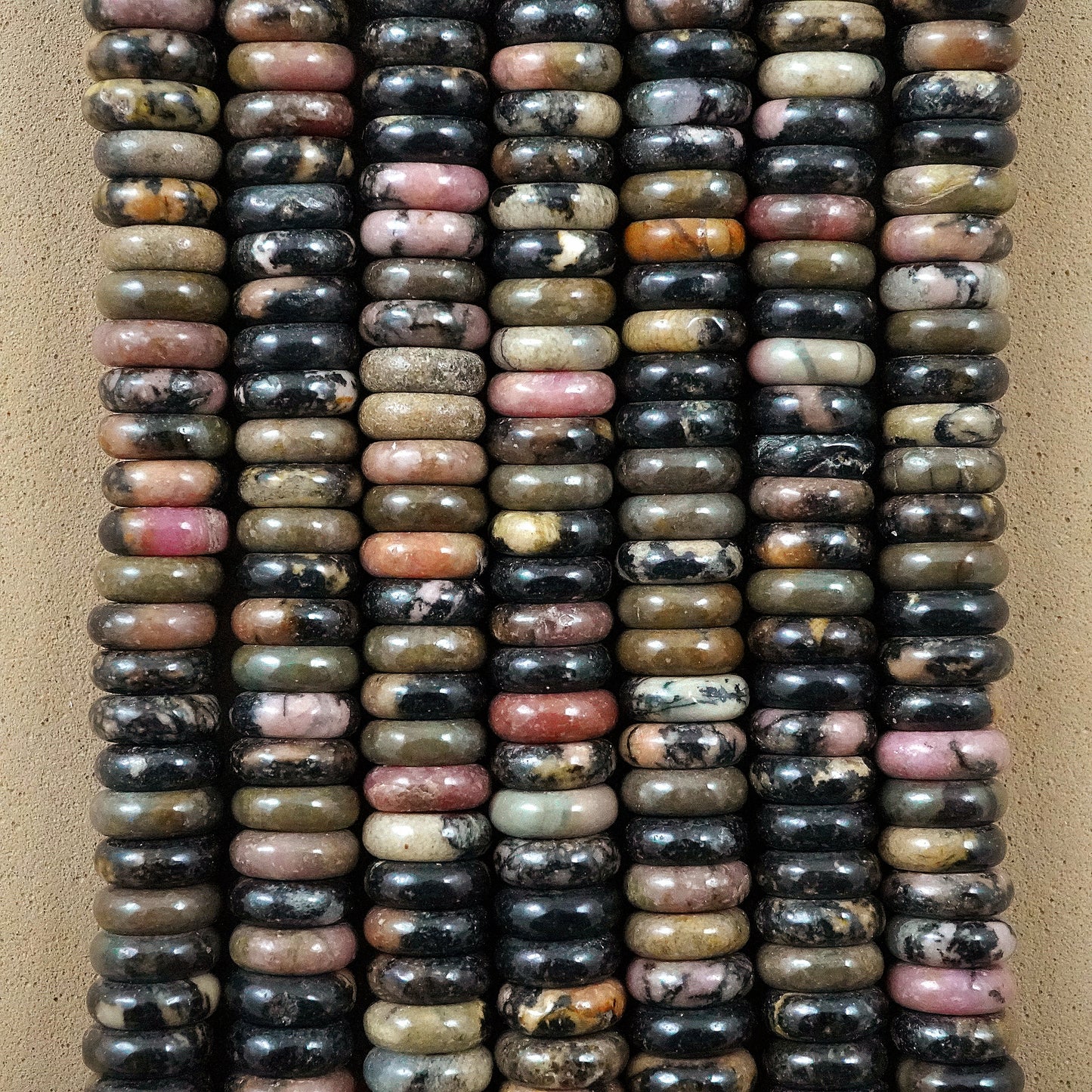 Rhodonite (Rondelle)(Smooth)(6mmx2mm)(15.5"Strand)