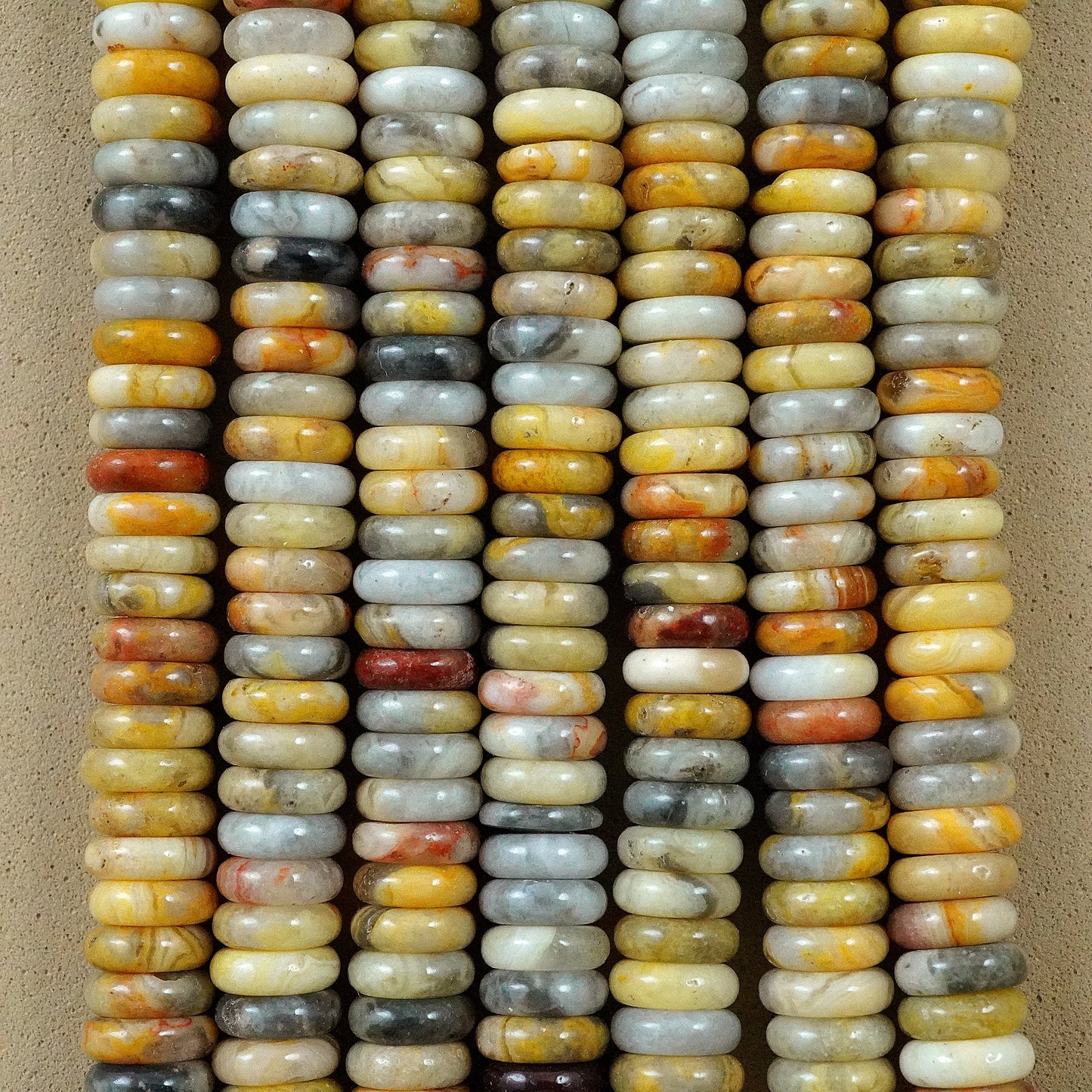 Crazy Lace Agate (Rondelle)(Smooth)(6mmx2mm)(15.5"Strand)