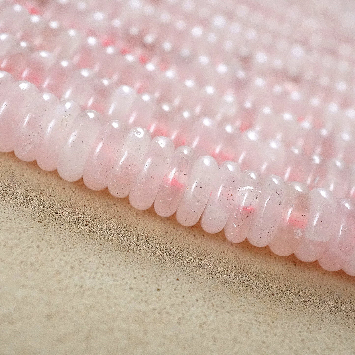 Rose Quartz (Rondelle)(Smooth)(6mmx2mm)(15.5"Strand)