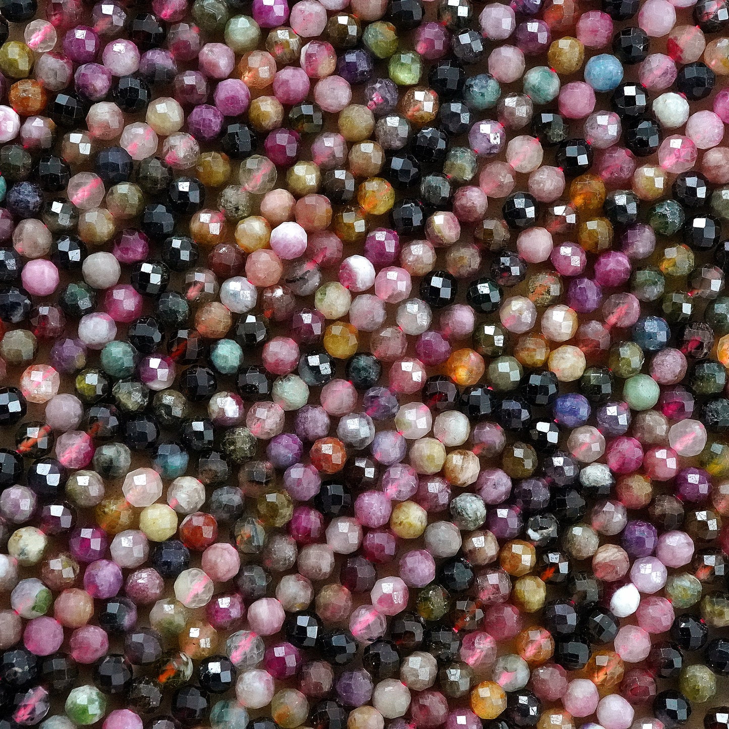 Watermelon Tourmaline (Round)(Micro)(Faceted)(4mm)(15.5"Strand)
