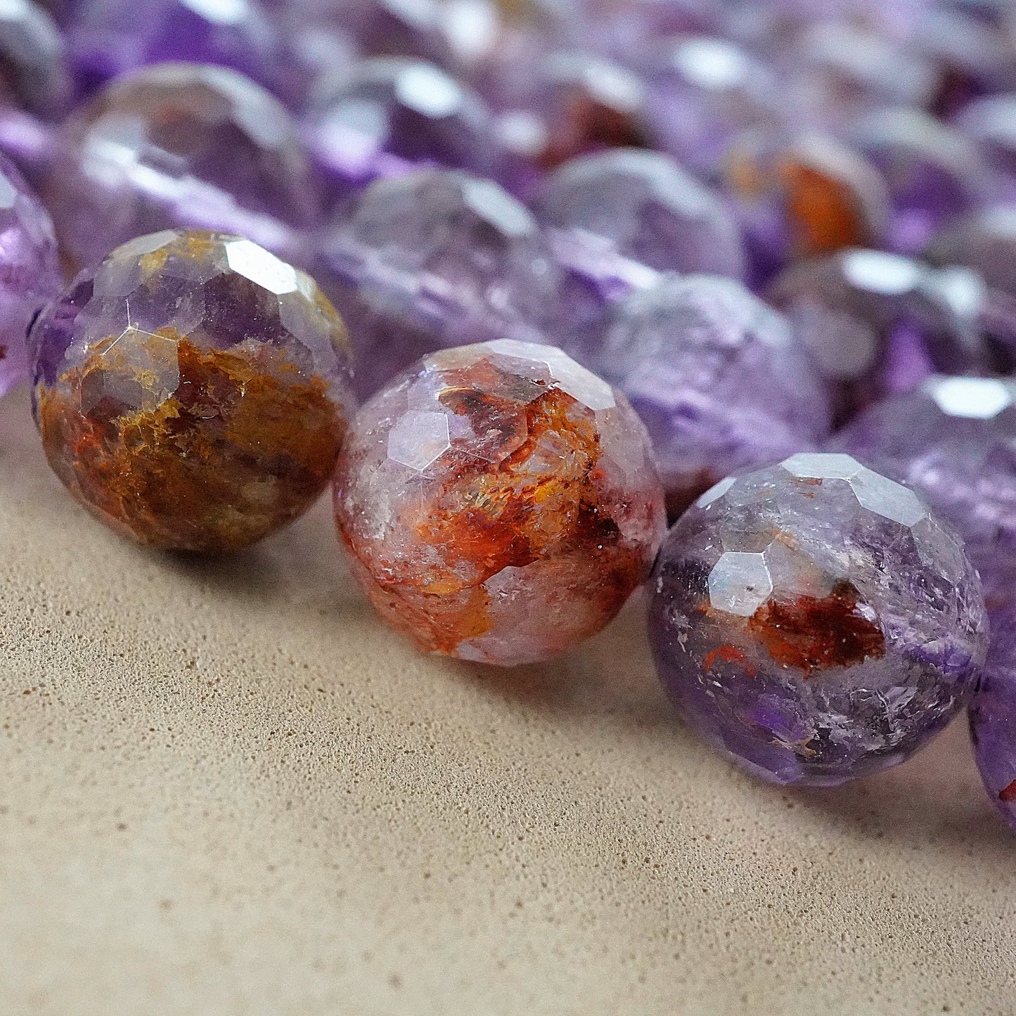 Super 7 (Round)(Faceted)(6mm)(8mm)(10mm)(16"Strand)