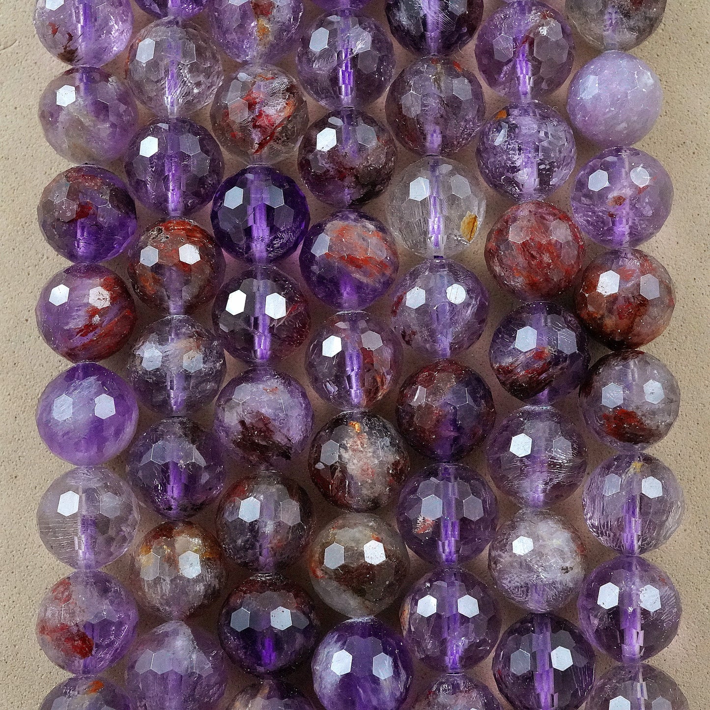 Super 7 (Round)(Faceted)(6mm)(8mm)(10mm)(16"Strand)