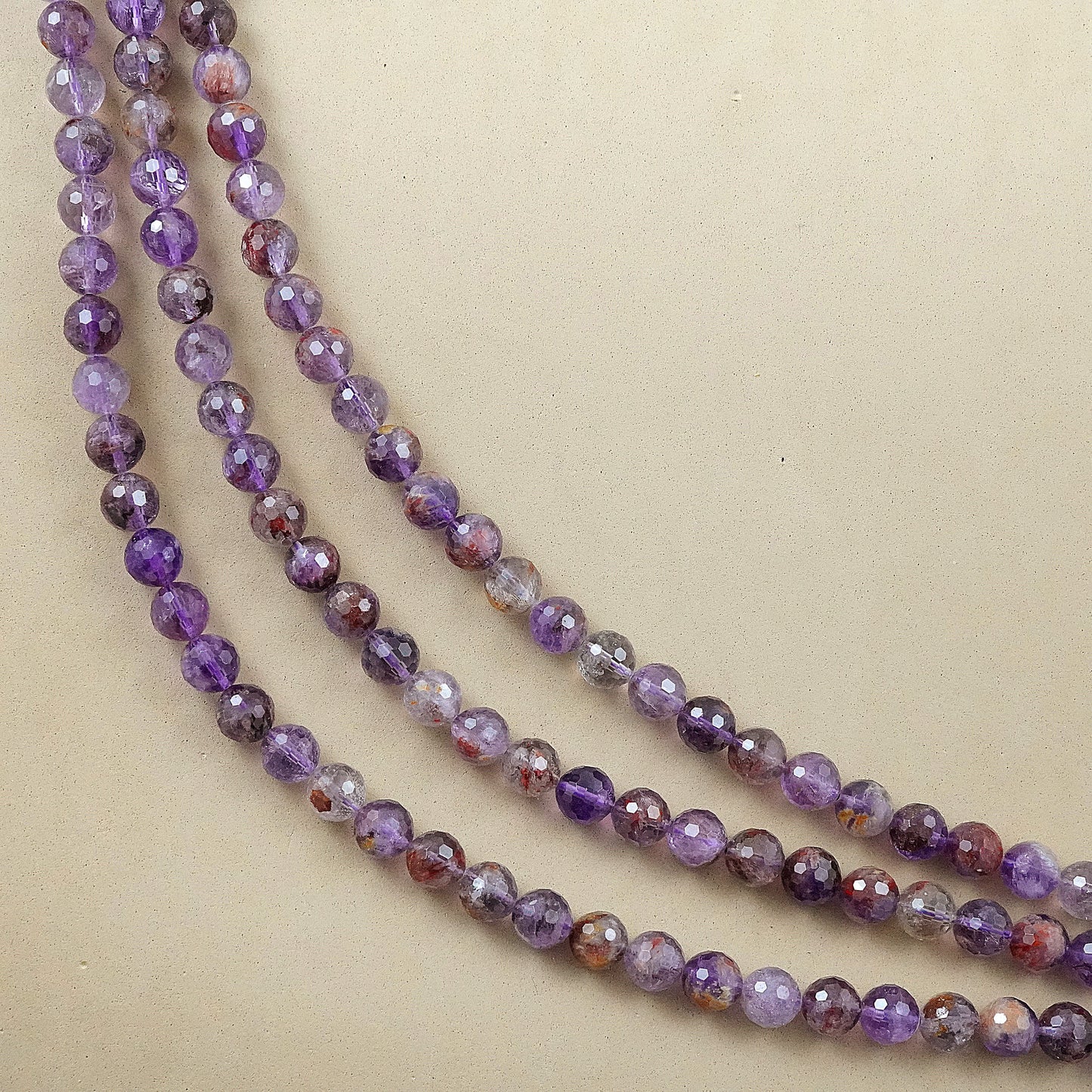 Super 7 (Round)(Faceted)(6mm)(8mm)(10mm)(16"Strand)