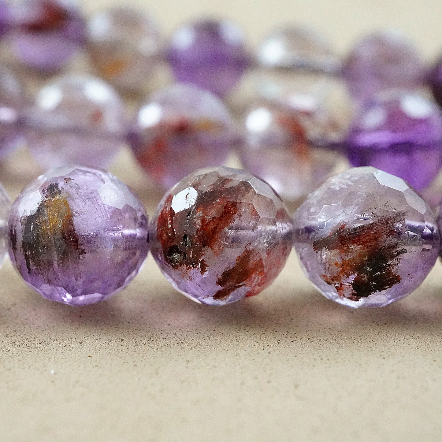 Super 7 (Round)(Faceted)(6mm)(8mm)(10mm)(16"Strand)