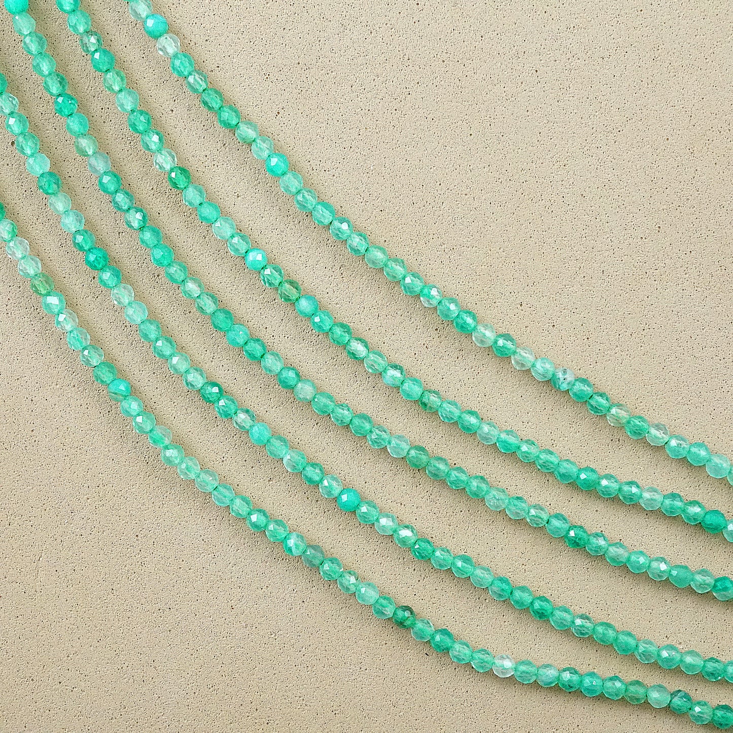 Green Agate (Round)(Micro)(Faceted)(Dyed)(2mm)(15"Strand)