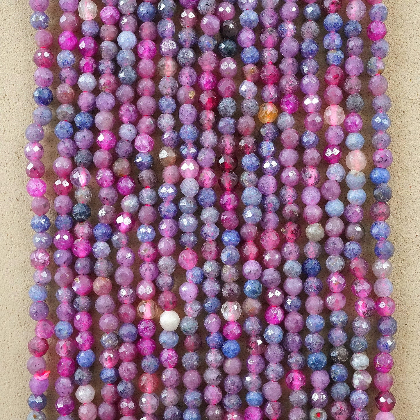 Sapphires (Round)(Micro)(Faceted)(Mix)(2mm)(15"Strand)