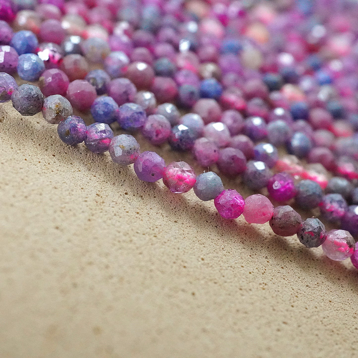 Sapphires (Round)(Micro)(Faceted)(Mix)(2mm)(15"Strand)