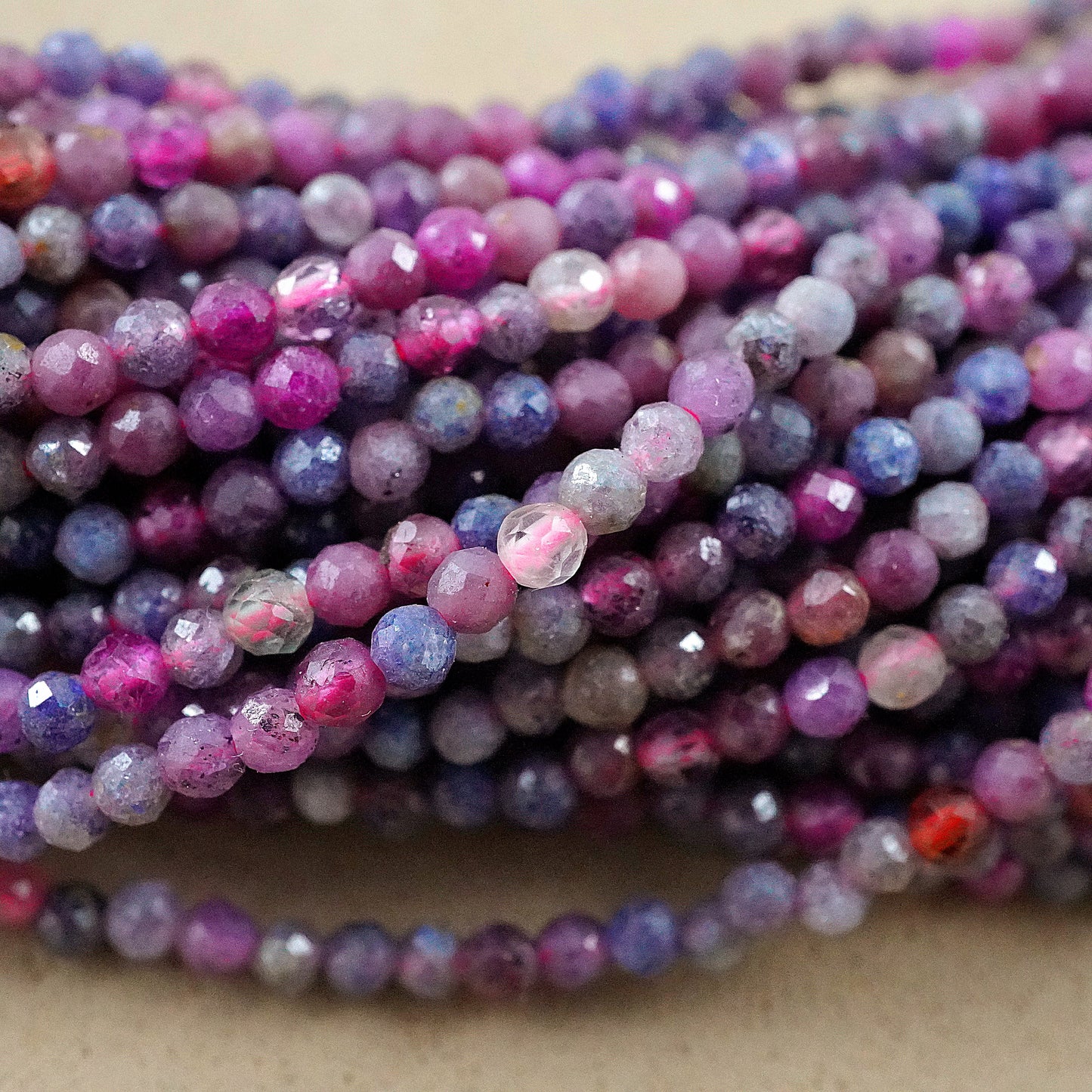 Sapphires (Round)(Micro)(Faceted)(Mix)(2mm)(15"Strand)
