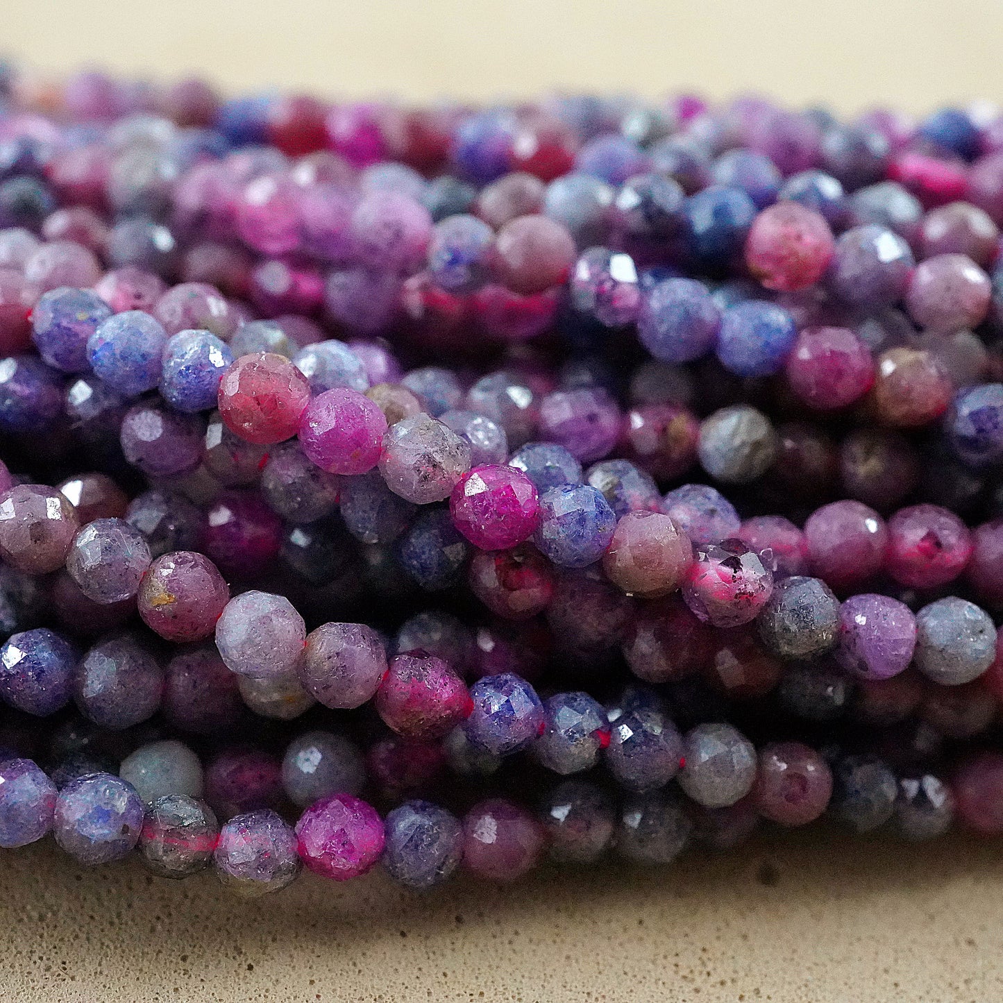 Sapphires (Round)(Micro)(Faceted)(Mix)(2mm)(15"Strand)