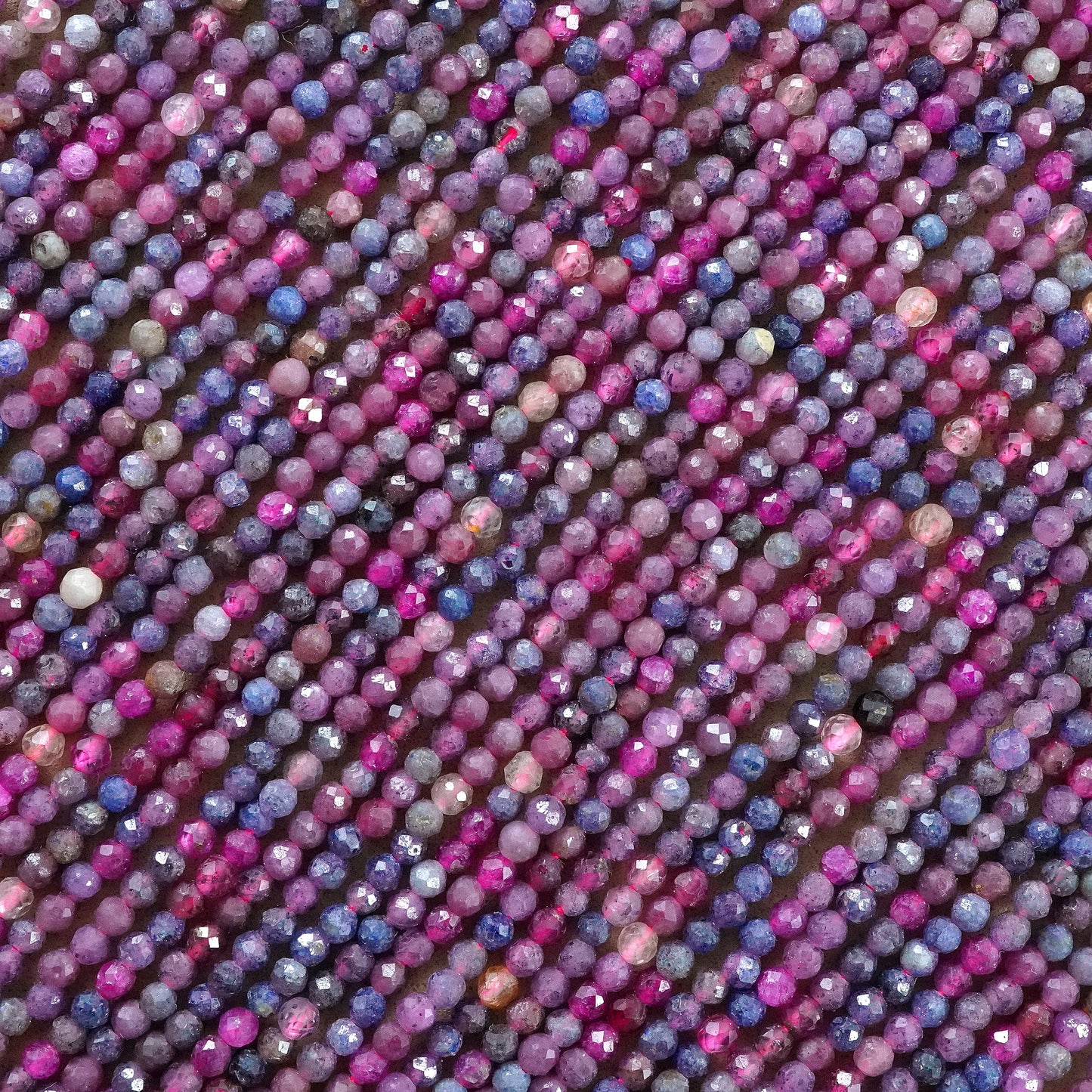 Sapphires (Round)(Micro)(Faceted)(Mix)(2mm)(15"Strand)